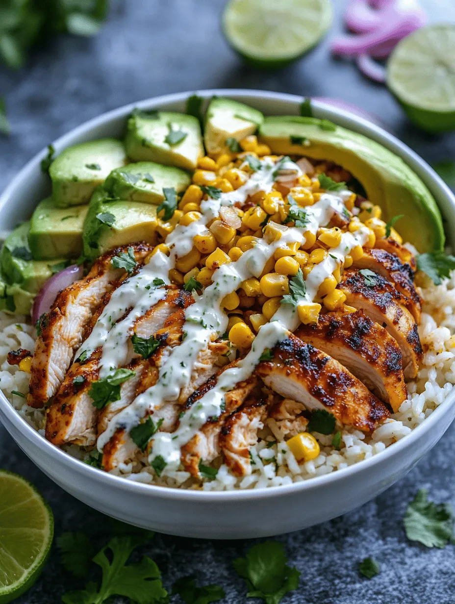 Street corn, also known as elote, is a beloved dish that hails from the bustling streets of Mexico. This vibrant snack features grilled corn on the cob slathered in a creamy sauce, sprinkled with cheese, and topped with fresh herbs and spices. Over the years, it has gained immense popularity beyond its native borders, inspiring chefs and home cooks alike to incorporate its delicious flavors into various dishes. The Street Corn Chicken Rice Bowl brings together the essence of street corn with the heartiness of a rice bowl, creating a satisfying meal that is perfect for any occasion.