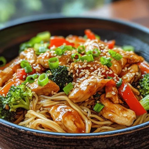 Savory Chicken Teriyaki Noodles is a delightful dish that embodies the essence of traditional Japanese cuisine while appealing to modern palates. This recipe combines tender chicken, a medley of crisp vegetables, and perfectly cooked rice noodles, all coated in a luscious homemade teriyaki sauce. The result is a harmonious blend of flavors and textures that has made Chicken Teriyaki Noodles a beloved favorite in households and restaurants alike.