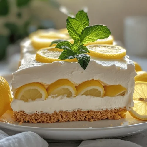 If you’re looking for a dessert that perfectly balances sweetness with a tangy twist, the Zesty No Bake Lemon Dream Cake might just be your new favorite treat. This delightful dessert is not only a feast for the eyes but also a refreshing way to end a meal, especially during the warmer months. Its light and creamy texture, alongside the bright, citrusy flavor of lemon, makes it an ideal choice for picnics, summer parties, or any occasion where you want to impress your guests without spending hours in the kitchen.