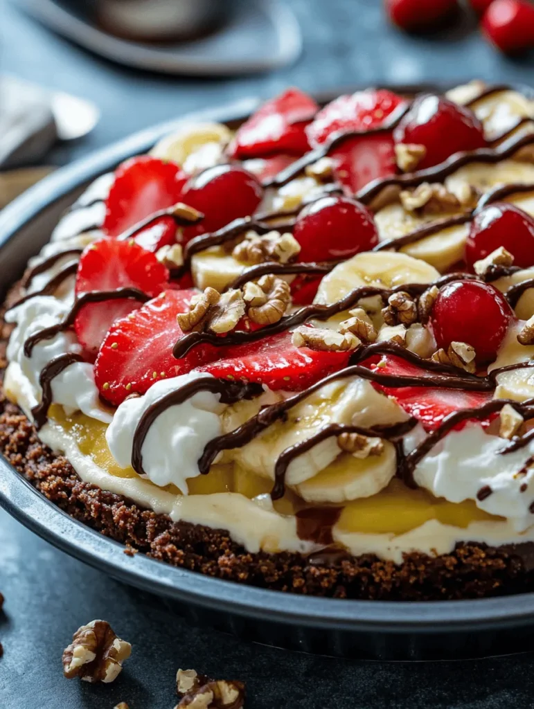 Welcome to a sweet treat that’s sure to steal the spotlight at your next gathering: the Frozen Banana Split Pie! This delightful dessert combines the classic flavors of a traditional banana split into a convenient and visually stunning pie. With its luscious layers of creamy vanilla ice cream, fresh fruits, and a crumbly graham cracker crust, this dessert is not only a feast for the eyes but a celebration of taste and texture as well.