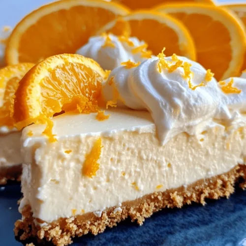 Imagine a dessert that captures the delightful essence of summer in every creamy bite. The No-Bake Orange Creamsicle Cheesecake is just that—a refreshing and indulgent treat that brings back the nostalgia of childhood summers spent enjoying those iconic orange creamsicle popsicles. This dessert not only satisfies your sweet tooth but also provides a light and airy finish that is perfect for warm-weather gatherings or casual evenings at home.