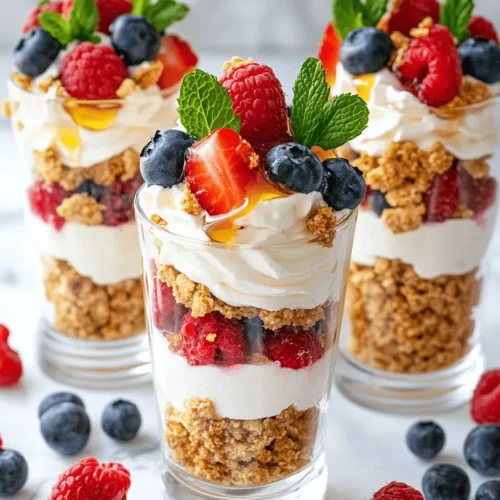 Parfaits are the epitome of a dessert that delights the senses, combining various textures and flavors to create an indulgent experience. With their layers of creamy goodness, crunchy bases, and vibrant fruits, parfaits are not just visually appealing but also offer a tantalizing taste sensation. Among the myriad of parfait options, the Graham Cracker Delight Parfaits stand out for their simplicity and deliciousness. Featuring a harmonious blend of fresh berries, fluffy cream, and a crunchy graham cracker base, this dessert is the perfect treat for any gathering, from family celebrations to casual get-togethers.