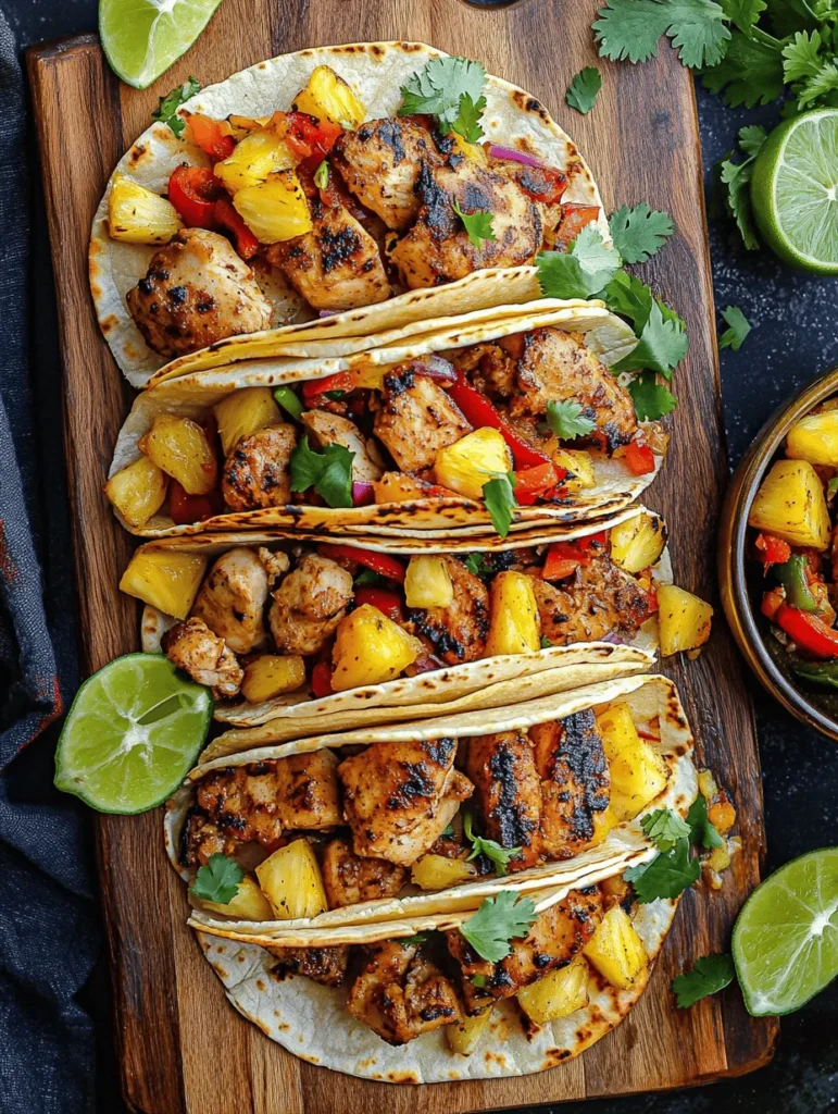 If you're looking to elevate your taco night with a burst of tropical flavors, look no further than Tropical Pineapple Chicken Tacos. This vibrant dish combines juicy chicken thighs marinated in a zesty blend of spices with the natural sweetness of fresh pineapple, creating a mouthwatering experience that transports you straight to a beachside paradise. The unique fusion of ingredients not only tantalizes your taste buds but also offers a colorful presentation that is sure to impress your family and friends.