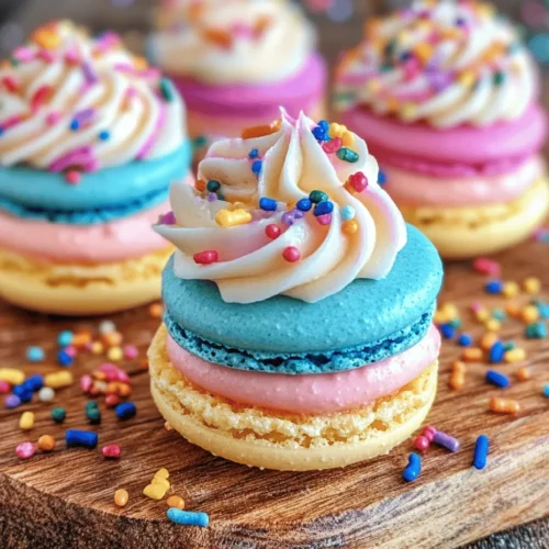 Macarons are a delightful French pastry that has gained international fame for their delicate texture and vibrant colors. These little meringue-based treats, with their crisp exterior and chewy interior, have become a favorite among dessert lovers worldwide. Celebrated for their versatility, macarons can be filled with an array of flavors, making them a perfect canvas for creativity. One of the most festive and popular flavor profiles is that of classic birthday cake, a nostalgic flavor that evokes memories of joyous celebrations filled with laughter, candles, and, of course, cake.