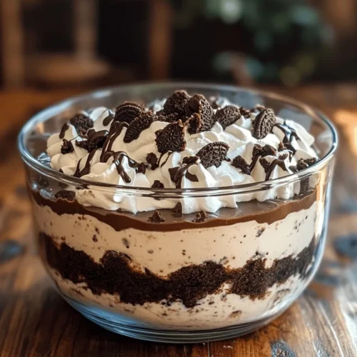 Oreo Pudding Paradise is a delightful dessert that brings together the beloved flavors of classic Oreo cookies and rich chocolate pudding into a creamy, indulgent treat. This no-bake dessert is a favorite among both children and adults, making it a perfect addition to any gathering, from birthday parties to family dinners, or even as a sweet surprise on a quiet evening at home. Its layered presentation and harmonious blend of textures—crunchy cookie crust, velvety pudding, and smooth cream cheese mixture—entice the taste buds and provide a feast for the eyes.