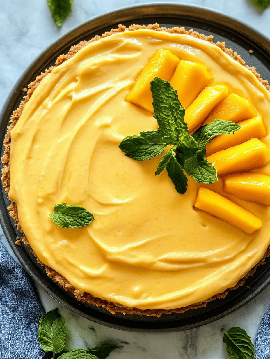 Mango cheesecake is a delightful dessert that combines the rich and creamy texture of traditional cheesecake with the vibrant flavors of tropical mangoes. This dessert not only tantalizes the taste buds but also provides a visual feast with its sun-kissed color. Perfect for any occasion, whether it’s a summer gathering, a birthday celebration, or a cozy family dinner, this cheesecake offers a refreshing twist that is sure to impress your guests. The sweet, tangy flavor of ripe mangoes harmonizes beautifully with the velvety cream cheese, creating an indulgent experience that captures the essence of tropical bliss.