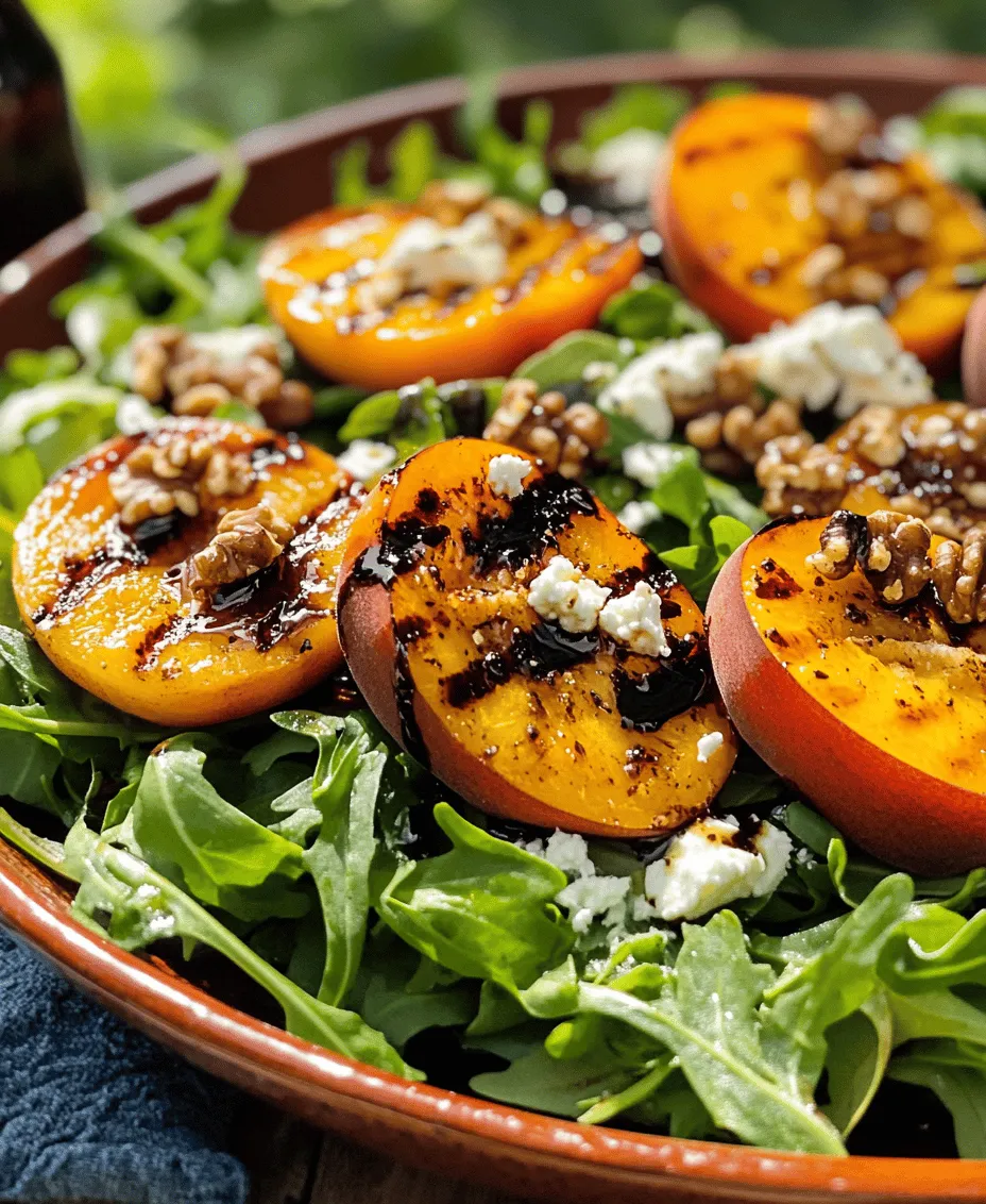 Grilling peaches transforms them into a luscious, caramelized delight that enhances their natural sweetness. The process of grilling not only intensifies the fruit's flavor but also adds a hint of smokiness, creating a delightful contrast when paired with other ingredients. When you bite into a grilled peach, you experience a burst of sweetness that is beautifully complemented by the savory elements of the salad.