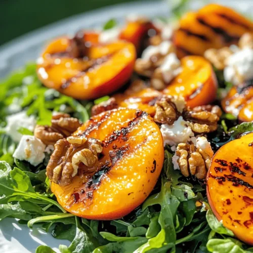 Grilling peaches transforms them into a luscious, caramelized delight that enhances their natural sweetness. The process of grilling not only intensifies the fruit's flavor but also adds a hint of smokiness, creating a delightful contrast when paired with other ingredients. When you bite into a grilled peach, you experience a burst of sweetness that is beautifully complemented by the savory elements of the salad.