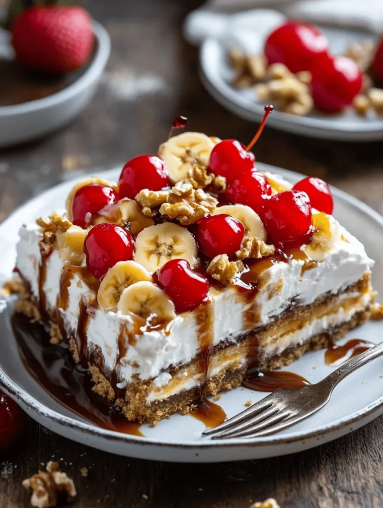 If you’re looking for a dessert that combines nostalgia with simplicity, the Easy No Bake Banana Split Cake is the perfect choice. This delightful treat captures the essence of the classic banana split, transforming it into a layered cake that requires no baking—making it ideal for busy schedules or warm summer days when you want to keep the oven off. With its creamy textures, fruity flavors, and crunchy elements, this dessert not only pleases the palate but also evokes fond memories of childhood ice cream shops and family gatherings.
