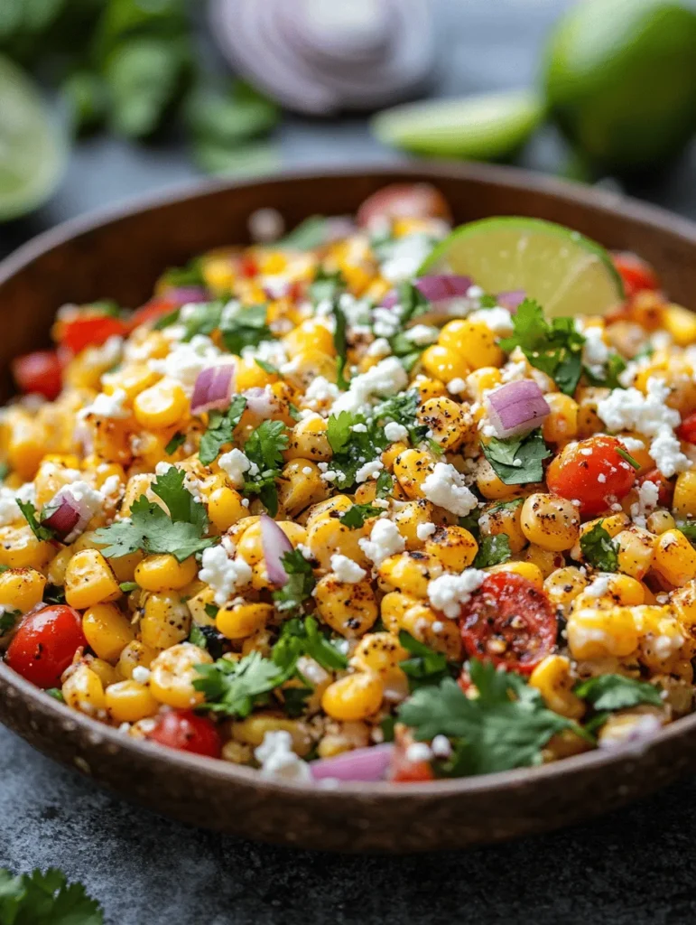 Mexican street corn, known as "Elote," is a beloved staple of street food culture in Mexico. This vibrant dish, traditionally served on a stick and slathered in creamy, spicy toppings, has found its way into homes and kitchens around the globe. The essence of elote is that it captures the richness of Mexican cuisine—its bold flavors, colorful presentations, and the communal spirit of sharing food. The Spicy Mexican Street Corn Salad takes everything we love about this classic dish and transforms it into a versatile salad that is perfect for gatherings, barbecues, or a delightful weeknight dinner.