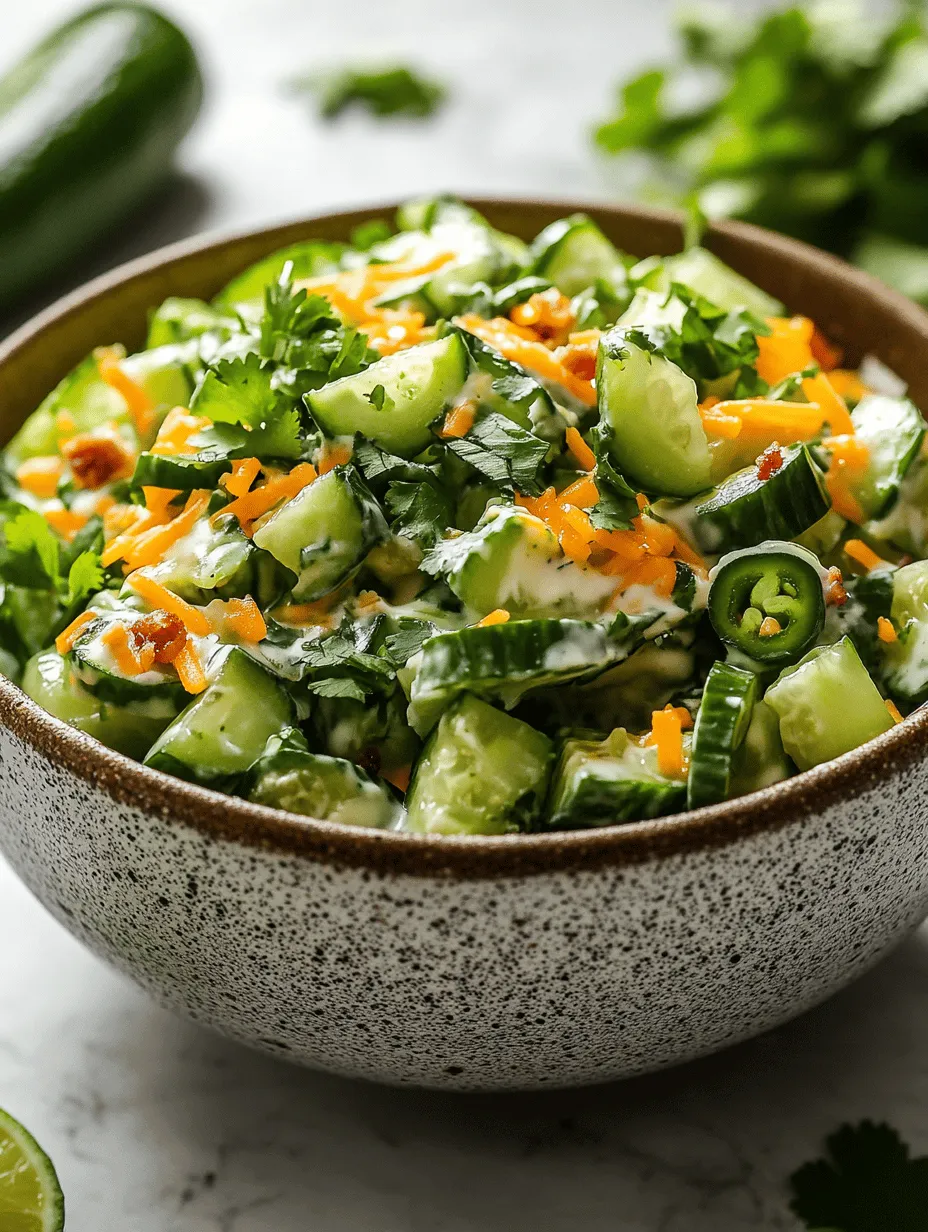 To truly appreciate the Jalapeño Popper Cucumber Salad, it’s essential to understand the role each ingredient plays in creating this harmonious dish. Each component not only contributes to the overall flavor but also enhances the texture and presentation, making the salad visually and gastronomically appealing.