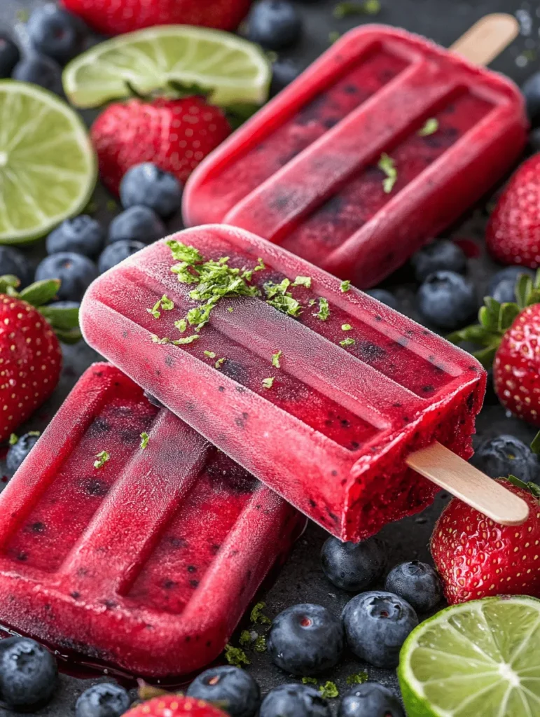 Imagine biting into a popsicle only to be greeted by the vibrant flavors of ripe strawberries and blueberries, harmoniously balanced with the zesty kick of lime. This is the flavor profile that makes Strawberry & Blueberry Margarita Popsicles so irresistible. The sweetness of strawberries and the tartness of blueberries create a delightful contrast, enhanced by the acidity of fresh lime juice. Each bite is a mini-vacation, transporting you to a sun-soaked beach with every lick.