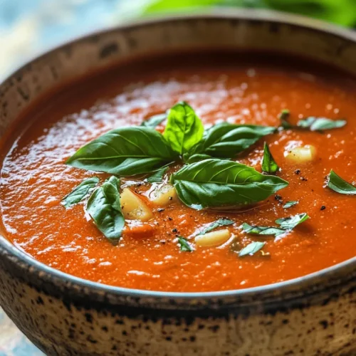 The appeal of Roasted Tomato Bliss Soup goes beyond its comforting essence; it’s about celebrating the beauty of fresh ingredients. The use of ripe, juicy tomatoes not only provides a vibrant color but also infuses the soup with a natural sweetness that’s hard to resist. When roasted, tomatoes caramelize, intensifying their flavors, and transforming into a luscious base for the soup. This recipe highlights the importance of quality ingredients, showcasing how a few simple components can come together to create an unforgettable dish.