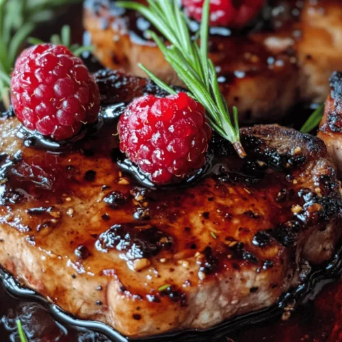 Prepare to tantalize your taste buds with a dish that beautifully balances sweet and savory flavors: Raspberry Balsamic Glazed Pork Chops. This recipe transforms a simple cut of pork into an exquisite meal, perfect for any occasion. The tartness of fresh raspberries melds beautifully with the rich depth of balsamic vinegar, creating a glaze that elevates ordinary pork chops into a gourmet experience. Whether you are planning a cozy weeknight dinner or hosting a special gathering, these pork chops stand out as a crowd-pleaser. Additionally, the ease of preparation makes this dish accessible even for novice cooks, allowing anyone to impress their guests with a culinary masterpiece.
