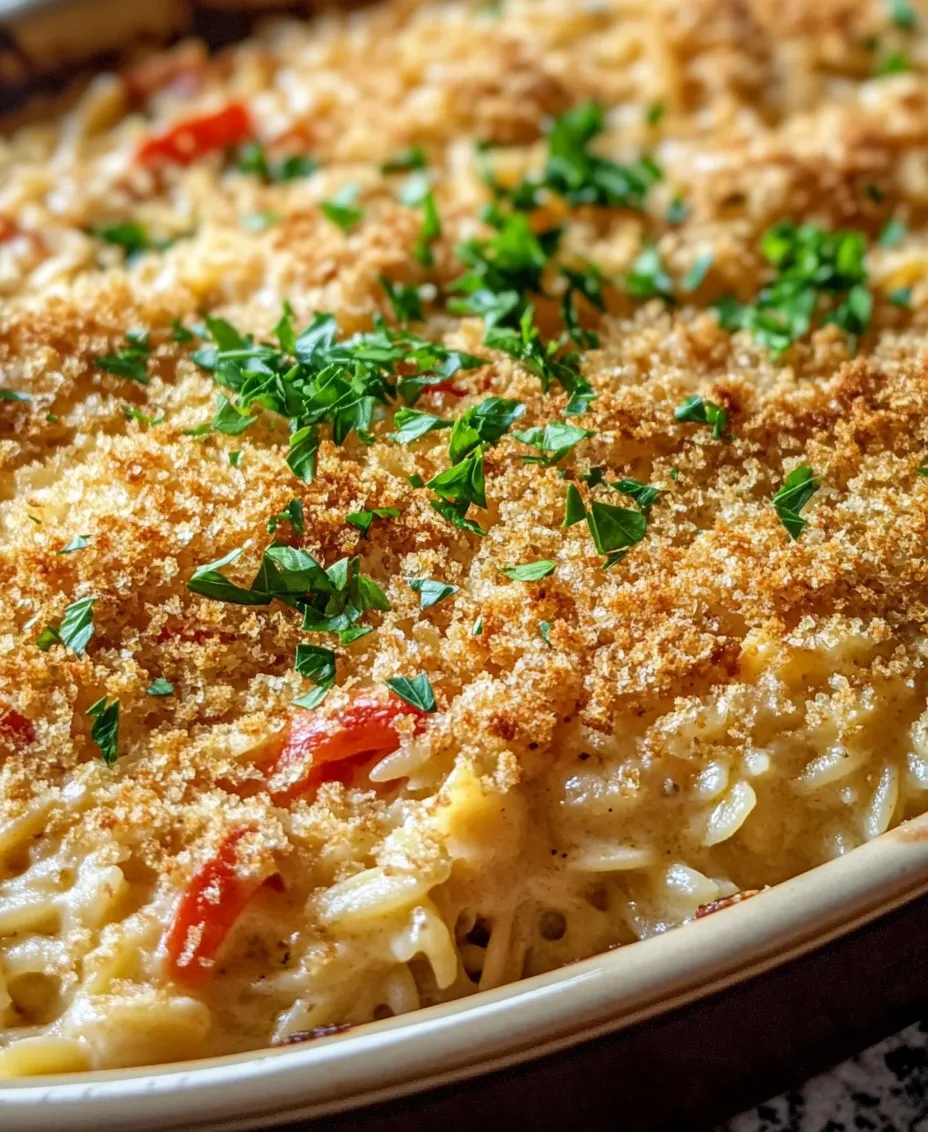 In the realm of comfort food, few dishes can compete with the rich and satisfying flavors of a creamy casserole. The <strong>Creamy Monterey Chicken Orzo Holiday Casserole</strong> not only serves as a delightful main course but also brings a touch of festive cheer to any gathering. This one-pot meal combines tender chicken, creamy sauce, and al dente orzo pasta, making it a perfect choice for holiday celebrations or family dinners. As we dive into this recipe, you will discover the origins and appeal of casseroles, explore the ingredients that make this dish shine, and follow a step-by-step guide to create your own culinary masterpiece.” /></p>
</p>
<h3>Flavoring Tips for Sautéing</h3>
</p>
<p>When it comes to preparing the Creamy Monterey Chicken Orzo Holiday Casserole, the sautéing process is critical. The right flavoring can elevate your dish, enhancing its overall taste and aroma. Here are some tips for perfecting your sautéing technique:</p>
</p>
<p>1. <strong>Use High-Quality Ingredients</strong>: Start with fresh garlic, onions, and herbs. Fresh ingredients have a more vibrant flavor compared to dried ones.</p>
</p>
<p>2. <strong>Proper Temperature</strong>: Heat your pan over medium heat before adding oil. This prevents sticking and ensures that your ingredients cook evenly. If the oil shimmers but doesn’t smoke, you’re good to go.</p>
</p>
<p>3. <strong>Layering Flavors</strong>: Begin with aromatics like onions and garlic, cooking them until they are translucent. This builds a flavor base. Add spices such as paprika or Italian seasoning to the oil before adding the chicken for an extra flavor punch.</p>
</p>
<p>4. <strong>Don’t Crowd the Pan</strong>: Give your chicken space to brown properly. Overcrowding can lead to steaming rather than sautéing, which diminishes flavor.</p>
</p>
<h3>Mastering the Orzo</h3>
</p>
<p>Orzo is a delightful pasta that serves as the backbone of your casserole. To achieve the perfect orzo texture, follow these essential cooking methods:</p>
</p>
<h4>Cooking Methods for Achieving Al Dente Orzo</h4>
</p>
<p>1. <strong>Boil in Salted Water</strong>: Use a large pot with plenty of water and add a generous amount of salt. This enhances the flavor of the orzo. Cook for about 8-10 minutes, stirring occasionally until you achieve that al dente bite.</p>
</p>
<p>2. <strong>Taste Test</strong>: A minute before the package instructions indicate, taste the orzo. It should be firm to the bite but not hard. Drain and rinse immediately in cold water to halt the cooking process.</p>
</p>
<h4>Incorporating Broth and Cream: Timing and Techniques</h4>
</p>
<p>Timing is crucial when incorporating broth and cream into your orzo:</p>
</p>
<p>1. <strong>Broth Addition</strong>: Once the orzo is cooked, return it to the pot and add your chicken broth gradually. Stir continuously to absorb the liquid without making it mushy.</p>
</p>
<p>2. <strong>Creamy Finish</strong>: After the broth has been absorbed and the orzo is tender, reduce the heat and slowly stir in your cream. This should be done towards the end of cooking to maintain a rich, creamy consistency without curdling.</p>
</p>
<h3>Combining Flavors and Textures</h3>
</p>
<p>To create a harmonious blend of flavors and textures in your casserole, consider the following techniques:</p>
</p>
<h4>How to Meld Ingredients for Optimal Flavor</h4>
</p>
<p>1. <strong>Mixing Ingredients</strong>: In a large bowl, combine the sautéed chicken, cooked orzo, and any additional vegetables like spinach or bell peppers. This ensures every bite is packed with flavor.</p>
</p>
<p>2. <strong>Seasoning</strong>: Taste your mixture before transferring it to the casserole dish. Adjust the seasoning with salt, pepper, or additional herbs if needed.</p>
</p>
<h4>Tips for Preventing Sticking During Cooking</h4>
</p>
<p>1. <strong>Use Nonstick Cookware</strong>: A well-oiled nonstick pot or pan will help prevent the orzo from sticking during cooking and when mixed with other ingredients.</p>
</p>
<p>2. <strong>Frequent Stirring</strong>: Keep the mixture moving while it cooks. This not only prevents sticking but also allows for an even distribution of heat and flavors.</p>
</p>
<h3>Transferring to the Casserole Dish</h3>
</p>
<p>Choosing the right casserole dish and transferring your mixture properly is crucial for even cooking:</p>
</p>
<h4>Choosing the Right Casserole Dish</h4>
</p>
<p>1. <strong>Material Matters</strong>: Opt for a ceramic or glass casserole dish. These materials retain heat well and ensure even baking.</p>
</p>
<p>2. <strong>Size Considerations</strong>: Select a dish that comfortably holds all your ingredients without overflowing. A 9×13 inch dish is generally ideal for casseroles of this nature.</p>
</p>
<h4>Ensuring Even Distribution of Ingredients</h4>
</p>
<p>1. <strong>Layering</strong>: When transferring your mixture, use a spatula to layer the orzo and chicken evenly in the dish. This helps with even cooking and ensures that all ingredients are well-distributed.</p>
</p>
<p>2. <strong>Topping</strong>: Don’t forget to sprinkle your cheese evenly across the top. This not only adds flavor but also helps create that delicious, bubbly crust.</p>
</p>
<h3>Baking to Perfection</h3>
</p>
<p>Achieving a bubbly, golden cheese topping is the hallmark of a great casserole. Here are some techniques to ensure your dish is baked to perfection:</p>
</p>
<h4>Techniques for Achieving Bubbly, Golden Cheese</h4>
</p>
<p>1. <strong>Preheat Your Oven</strong>: Always preheat your oven to 375°F (190°C) before placing your casserole inside. This ensures even cooking from the start.</p>
</p>
<p>2. <strong>Use the Broiler</strong>: For that golden top, consider turning on the broiler for the last few minutes of baking. Keep a close eye to avoid burning.</p>
</p>
<h4>Importance of Covering and Uncovering During Baking</h4>
</p>
<p>1. <strong>Cover Initially</strong>: Bake your casserole covered with foil for the first 20 minutes. This traps moisture, preventing the dish from drying out.</p>
</p>
<p>2. <strong>Uncover for Browning</strong>: After 20 minutes, remove the foil to allow the cheese to brown and the top to become crispy. Bake for an additional 15-20 minutes until bubbly.</p>
</p>
<h3>Serving Suggestions and Presentation</h3>
</p>
<p>Once your Creamy Monterey Chicken Orzo Holiday Casserole is baked to perfection, presentation can enhance your dining experience.</p>
</p>
<h4>Garnishing Your Casserole</h4>
</p>
<p>1. <strong>The Role of Fresh Parsley in Presentation</strong>: A sprinkle of freshly chopped parsley not only brightens up your casserole but also adds a fresh flavor contrast to the rich, creamy dish.</p>
</p>
<p>2. <strong>Serving Suggestions for a Festive Table</strong>: Consider serving your casserole in an elegant dish, and pair it with festive table settings. Use colorful plates and utensils to enhance visual appeal.</p>
</p>
<h4>Pairing with Side Dishes</h4>
</p>
<p>1. <strong>Suggested Side Dishes</strong>: Complement your casserole with a light salad, roasted vegetables, or garlic bread to balance the richness of the dish. A simple green salad with a vinaigrette can provide a refreshing contrast.</p>
</p>
<p>2. <strong>Beverage Pairings for a Complete Meal Experience</strong>: For a complete meal, consider serving a crisp white wine, like Sauvignon Blanc, that pairs well with creamy dishes. Alternatively, a sparkling water with citrus slices can add a refreshing touch.</p>
</p>
<h3>Nutritional Information and Benefits</h3>
</p>
<p>Understanding the nutritional profile of your Creamy Monterey Chicken Orzo Holiday Casserole can help you enjoy it mindfully.</p>
</p>
<h4>Analyzing the Nutritional Profile</h4>
</p>
<p>1. <strong>Breakdown of Calories, Protein, and Essential Nutrients</strong>: A serving of this casserole typically contains around 450-500 calories, with a good balance of protein from the chicken and essential nutrients from vegetables.</p>
</p>
<p>2. <strong>Health Benefits of Key Ingredients</strong>: Chicken provides lean protein, while orzo contributes carbohydrates for energy. Adding vegetables boosts fiber intake and essential vitamins.</p>
</p>
<h4>Balancing Indulgence and Nutrition</h4>
</p>
<p>1. <strong>Tips for Enjoying Creamy Casseroles in Moderation</strong>: While this casserole is delicious, remember that moderation is key. Pair it with lighter side dishes to balance your meal.</p>
</p>
<p>2. <strong>Alternative Ingredient Suggestions for Lighter Variations</strong>: If you’re looking for a lighter version, consider using whole grain orzo, low-fat cream alternatives, or adding more vegetables to increase the nutritional value without compromising on flavor.</p>
</p>
<h3>Conclusion: Embracing the Joy of Cooking and Sharing</h3>
</p>
<p>The Creamy Monterey Chicken Orzo Holiday Casserole is more than just a dish; it is a celebration of flavors, textures, and togetherness. Whether you are preparing it for a festive occasion or a cozy family dinner, this casserole embodies the warmth and comfort of home-cooked meals. By following the detailed preparation guide and understanding the ingredients, you can create a delightful culinary experience that brings joy to your table. Embrace the process of cooking and sharing this delicious casserole, and make lasting memories with those you love. Enjoy each bite and the laughter that accompanies shared meals, as they remind us of the joy that cooking can bring to our lives.</p>
</div>