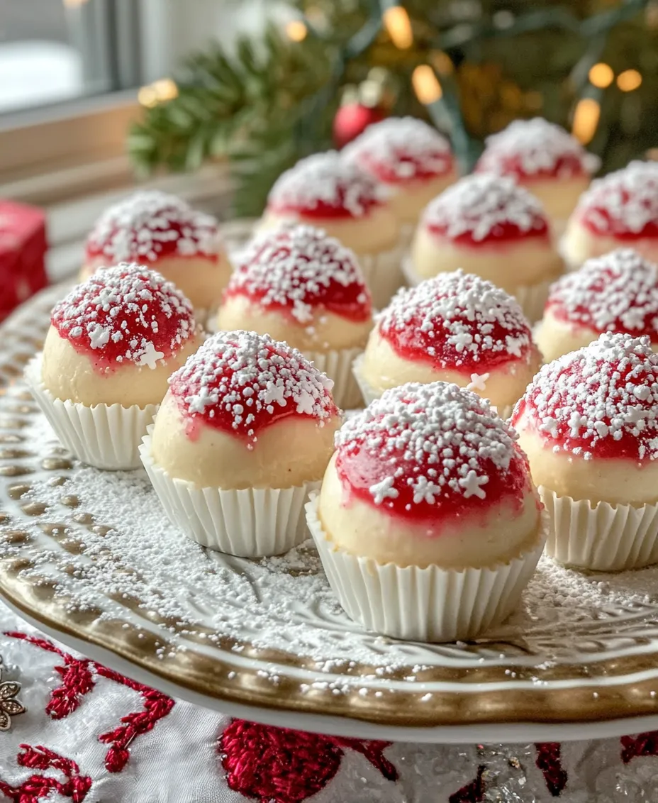 As winter settles in and the holiday season approaches, it's time to indulge in festive desserts that bring warmth and joy to gatherings with family and friends. One such treat that perfectly embodies the spirit of the season is the <strong>North Pole PB&J Cheesecake Snow Bites</strong>. These delightful dessert bites are not only visually stunning, resembling the glistening snow of the North Pole, but they also offer a unique twist on the classic peanut butter and jelly sandwich that many of us grew up loving.” /></p>
</p>
<h3>Incorporating Cream Cheese and Peanut Butter</h3>
</p>
<p>To create the velvety filling for the North Pole PB&J Cheesecake Snow Bites, start by ensuring that your cream cheese is at room temperature. This is crucial as it allows for a smoother blend without lumps. In a large mixing bowl, combine the softened cream cheese and creamy peanut butter using an electric mixer on medium speed. Mix until the two ingredients are fully incorporated and exhibit a fluffy, creamy texture. Take your time with this step; a well-mixed base will significantly enhance the overall mouthfeel of your cheesecake bites. Once combined, add in a splash of vanilla extract and a pinch of salt to enhance the flavors. The salt will balance the sweetness, providing a richer taste that complements both the peanut butter and the jam.</p>
</p>
<h3>Forming the Cheesecake Base</h3>
</p>
<p>After preparing the creamy mixture, it’s time to create the base for your cheesecake bites. Line a standard muffin pan with paper liners to facilitate easy removal later. Using a spatula, carefully scoop out spoonfuls of the cheesecake mixture into each muffin cup. To achieve an even base, use the back of a spoon or a small measuring cup to press the mixture down firmly. The goal is to create a compact layer that will hold together once set. Make sure to distribute the mixture evenly across all cups, filling them about halfway. This method ensures that every bite will have the same delicious flavor and texture.</p>
</p>
<h3>Layering with Jam</h3>
</p>
<p>Now comes the moment to add a burst of flavor with your chosen jam. Using a tablespoon, measure out a small dollop of your favorite fruit jam—strawberry, grape, or raspberry work wonderfully—and gently place it on top of the cheesecake mixture in each muffin cup. Be mindful not to stir the jam in; instead, leave it as a distinct layer. This not only looks visually appealing but also allows for an exciting flavor contrast when you take a bite. The jam will meld with the cheesecake as it chills, enhancing the overall taste without losing its individuality.</p>
</p>
<h3>Chilling the Mixture</h3>
</p>
<p>Chilling is a vital step in ensuring your North Pole PB&J Cheesecake Snow Bites set perfectly. Cover the muffin pan with plastic wrap or aluminum foil and place it in the refrigerator for at least 4 hours, or ideally overnight. During this time, the cheesecake mixture will firm up, allowing for a delightful bite-sized treat that holds its shape. The chilling process also allows the flavors to meld beautifully, giving you a more harmonious taste experience. Patience is key here; while it may be tempting to dig in early, waiting will reward you with a better texture and flavor.</p>
</p>
<h3>Drizzling with White Chocolate</h3>
</p>
<p>Once your cheesecake bites have set, it’s time to add a touch of elegance with a white chocolate drizzle. Begin by chopping your white chocolate into small pieces and melting it in a microwave-safe bowl. Heat in 30-second intervals, stirring in between, until the chocolate is completely melted and smooth. Alternatively, you can use a double boiler method if you prefer. Once melted, let it cool slightly before drizzling. Using a spoon or a piping bag, drizzle the white chocolate over each cheesecake bite. This not only adds a sweet flavor but also provides a beautiful contrast against the colorful jam, enhancing the visual appeal of your treats.</p>
</p>
<h3>Finishing Touches</h3>
</p>
<p>To elevate your North Pole PB&J Cheesecake Snow Bites further, consider adding some finishing touches. A sprinkle of crushed graham crackers on top can mimic the texture of a traditional cheesecake crust, providing that delightful crunch. You might also want to scatter some mini chocolate chips or festive sprinkles for an extra pop of color. If you’re feeling adventurous, a light dusting of powdered sugar can add a snowy effect, perfect for the winter theme. These decorative elements not only make your bites more appealing but also invite guests to indulge in these delightful treats.</p>
</p>
<h3>The Joy of Serving North Pole PB&J Cheesecake Snow Bites</h3>
</p>
<p>When it comes to serving your North Pole PB&J Cheesecake Snow Bites, presentation is everything. Arrange the bites on a festive platter or cake stand, allowing their colorful layers to shine. For an added touch, you can garnish the platter with fresh berries or mint leaves, creating a fresh contrast to the rich flavors of the bites.</p>
</p>
<h4>Serving Temperature</h4>
</p>
<p>For the ultimate flavor and texture experience, serve your cheesecake bites chilled. They should be firm but not rock-hard, striking the perfect balance for enjoyment. If they’ve been stored in the refrigerator, allow them to sit at room temperature for about 10-15 minutes before serving. This slight warming allows the flavors to bloom and enhances the overall tasting experience.</p>
</p>
<h4>Pairing Suggestions</h4>
</p>
<p>These North Pole PB&J Cheesecake Snow Bites pair wonderfully with a variety of beverages. Consider serving them alongside a warm cup of cocoa, spiced cider, or even a classic glass of milk for a nostalgic touch. For adults, a light dessert wine or a coffee liqueur could elevate the experience. If you’re hosting a larger gathering, offering a selection of these drinks alongside your bites will cater to different preferences and enhance the festive atmosphere.</p>
</p>
<h4>Occasions for Enjoyment</h4>
</p>
<p>The versatility of these cheesecake snow bites makes them ideal for various occasions. They are perfect for holiday parties, winter gatherings, and family celebrations, bringing a touch of whimsy and indulgence to any event. Imagine serving them at a holiday dessert table, where their festive colors draw everyone’s attention. They also work well as a fun treat for children’s parties, delighting youngsters with their playful flavors.</p>
</p>
<h3>Variations and Customization Ideas</h3>
</p>
<p>One of the many joys of the North Pole PB&J Cheesecake Snow Bites is their adaptability. Feel free to customize these bites to suit different tastes or dietary needs.</p>
</p>
<h4>Flavor Variations</h4>
</p>
<p>While the classic peanut butter and jelly combination is hard to beat, you can experiment with various flavors. Swap out the peanut butter for almond or cashew butter for a different nutty experience. Additionally, try using different jams—blueberry, peach, or even a homemade berry compote—to create a new flavor profile. For a tropical twist, consider using coconut cream instead of cream cheese and topping with pineapple jam.</p>
</p>
<h4>Dietary Adjustments</h4>
</p>
<p>If you’re catering to specific dietary requirements, several substitutions can be made. For a gluten-free version, ensure that your graham cracker crumbs are certified gluten-free or use crushed nuts as a base. For a vegan adaptation, substitute the cream cheese with a plant-based cream cheese alternative and use a nut butter free from additives. You can also find vegan white chocolate or simply omit it if you prefer a lighter option.</p>
</p>
<h4>Presentation Variations</h4>
</p>
<p>Get creative with your presentation! Use mini muffin pans for bite-sized versions or a tart pan for a shareable dessert. You can also layer the mixture in clear cups for a parfait-style presentation, allowing guests to see the beautiful layers. Adding edible glitter or themed decorations can also enhance the festive vibe.</p>
</p>
<h3>Conclusion</h3>
</p>
<p>Creating and sharing North Pole PB&J Cheesecake Snow Bites is a delightful way to celebrate the flavors of winter. From their creamy texture to the sweet bursts of jam, these treats embody the joy of combining classic flavors in an exciting new form. The festive presentation and customizable aspects make them perfect for any winter occasion, whether it’s a family gathering or a holiday party. We encourage you to try making these delightful bites and experience the fun of bringing a touch of festive cheer to your dessert table. Enjoy the process, share with friends and family, and most importantly, relish every scrumptious bite!</p>
</div>