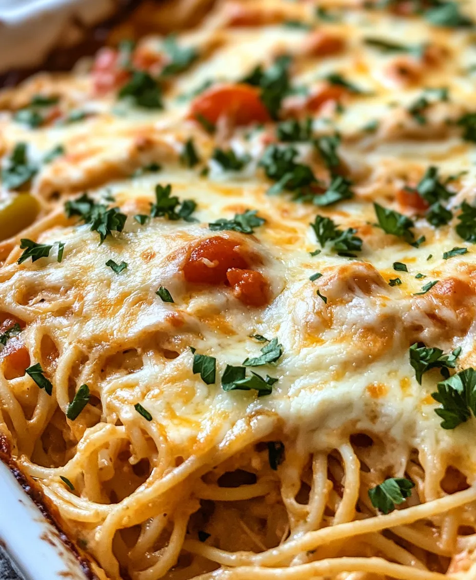 The Southern Christmas Cheesy Chicken Spaghetti Bake is a delightful fusion of comfort food and Italian-inspired flavors, making it a unique addition to any holiday menu. This dish features a creamy, cheesy filling that envelops perfectly cooked spaghetti, making each bite a delicious experience. The combination of tender rotisserie chicken, fresh vegetables, and a blend of flavorful cheeses transforms simple ingredients into a masterpiece the whole family will love.