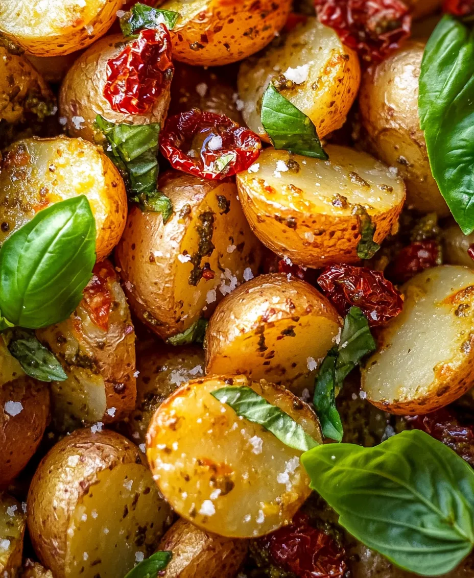 As the holiday season approaches, the spirit of festivity fills the air, encouraging families and friends to gather around the dining table. This time of year is not just about heartfelt conversations and laughter; it's also about the food that brings everyone together. Festive dishes hold a special significance, often evoking cherished memories and traditions passed down through generations. Among the array of holiday recipes that grace our tables, the <strong>Holiday Pesto Parmesan Potato Medley</strong> stands out as a vibrant and flavorful side dish that perfectly complements any holiday feast.” /></p>
</p>
<h3>Mixing Ingredients: Techniques for Ensuring Even Coating of Potatoes</h3>
</p>
<p>To achieve the perfect Holiday Pesto Parmesan Potato Medley, mixing the ingredients properly is crucial. Begin by washing and cutting your baby potatoes into halves or quarters, ensuring they are all similar in size for even cooking. Use a large mixing bowl to allow ample space for tossing.</p>
</p>
<p>Once the potatoes are prepped, drizzle them with olive oil—about 3 tablespoons should suffice for 1.5 pounds of baby potatoes. This oil not only helps the pesto adhere but also promotes crispiness. Sprinkle in your salt, pepper, and any additional seasonings you desire, such as garlic powder or dried herbs.</p>
</p>
<p>Next, add the pesto. For this recipe, about ½ cup of pesto should provide a delightful flavor without overwhelming the potatoes. Using your hands or a spatula, gently toss the potatoes in the bowl, ensuring each piece is evenly coated in olive oil and pesto. The method is key: use a folding motion to avoid bruising the potatoes while ensuring every piece gets a good layer of flavor.</p>
</p>
<h3>Roasting Process: Timing and Flipping for Achieving Perfect Texture</h3>
</p>
<p>Preheat your oven to 400°F (200°C). The right temperature is essential for achieving that golden-brown exterior while keeping the inside fluffy. Spread the coated potatoes evenly on a large baking sheet, ensuring they have enough space; overcrowding can lead to steaming rather than roasting.</p>
</p>
<p>Roast the potatoes for about 25-30 minutes. At the halfway mark, take the baking sheet out and use a spatula to gently flip the potatoes. This step is vital as it promotes even browning and prevents sticking. Continue to roast until the potatoes are crispy on the outside and tender on the inside. You can check for doneness by piercing a potato with a fork; it should go in easily with a slight resistance.</p>
</p>
<h3>Combining with Pesto and Cheese: Timing for Maximum Flavor Infusion</h3>
</p>
<p>Once your potatoes are beautifully roasted, it’s time to combine them with the final flavor components: the remaining pesto and freshly grated Parmesan cheese. This step should be done immediately after removing the potatoes from the oven to maximize flavor infusion.</p>
</p>
<p>In a large bowl, add the hot roasted potatoes. Pour in the remaining ¼ cup of pesto and a generous ½ cup of grated Parmesan cheese. Toss gently but thoroughly to ensure that the cheese melts slightly and coats each potato piece. The heat from the potatoes will help the cheese adhere and melt without becoming overly gooey. This method enhances the flavor and gives each bite a delightful, cheesy richness.</p>
</p>
<h3>Nutritional Benefits of the Holiday Pesto Parmesan Potato Medley</h3>
</p>
<p>This Holiday Pesto Parmesan Potato Medley isn’t just delicious; it’s also packed with nutritional benefits from its wholesome ingredients.</p>
</p>
<h4>Nutritional Value of Baby Potatoes: Vitamins and Minerals</h4>
</p>
<p>Baby potatoes are a fantastic source of vitamins and minerals. They are rich in vitamin C, which is essential for immune function and skin health. Potatoes also provide vitamin B6, which plays a role in brain health and metabolism. Additionally, they contain potassium, an important mineral for heart health and regulating blood pressure, making them a great addition to any diet.</p>
</p>
<h4>Benefits of Basil and Olive Oil: Antioxidants and Healthy Fats</h4>
</p>
<p>Basil, a key ingredient in pesto, is not only flavorful but also rich in antioxidants. These compounds help combat oxidative stress in the body. Olive oil, another star in this recipe, is known for its healthy fats, particularly monounsaturated fats, which can support heart health and reduce inflammation. It also contains oleocanthal, which has anti-inflammatory properties similar to those of ibuprofen.</p>
</p>
<h4>Cheese as a Source of Calcium and Protein</h4>
</p>
<p>Parmesan cheese brings flavor and nutritional benefits to this dish. It is an excellent source of calcium, which is vital for bone health, and protein, which is essential for muscle repair and growth. Moderation is key, but the addition of cheese can enhance the dish’s overall nutrient profile.</p>
</p>
<h3>Serving Suggestions for Holiday Gatherings</h3>
</p>
<p>Presenting your Holiday Pesto Parmesan Potato Medley can elevate the dining experience during festive gatherings. Here are some ideas to make your dish visually appealing:</p>
</p>
<p>– <strong>Presentation:</strong> Serve the potatoes in a large, colorful serving bowl or on a festive platter. Garnish with a sprinkle of fresh basil or parsley for a pop of color. You can also add a few cherry tomatoes for additional color and freshness.</p>
</p>
<p>– <strong>Pairing Suggestions:</strong> This potato medley pairs wonderfully with various main dishes. Consider serving alongside roasted chicken, grilled salmon, or a vegetarian option like stuffed bell peppers. It also complements other sides, such as a fresh green salad or sautéed seasonal vegetables.</p>
</p>
<p>– <strong>Serving Temperature and Garnishing Options:</strong> The potatoes are best served warm. If preparing ahead of time, keep them in a warm oven (around 200°F or 93°C) until you are ready to serve. For an extra touch, drizzle with a bit more olive oil or balsamic reduction before serving.</p>
</p>
<h3>Variations and Customizations</h3>
</p>
<p>This versatile recipe can be tailored to fit various dietary preferences and seasonal produce:</p>
</p>
<p>– <strong>Vegan Alternatives to Parmesan Cheese:</strong> For a vegan version, substitute the Parmesan with nutritional yeast, which provides a cheesy flavor without any dairy. You can also find vegan Parmesan cheeses made from nuts and seeds that work well in this recipe.</p>
</p>
<p>– <strong>Gluten-Free Considerations:</strong> This recipe is naturally gluten-free, making it a perfect side dish for gluten-sensitive guests. Just ensure that your pesto is gluten-free, as some store-bought varieties may contain gluten.</p>
</p>
<p>– <strong>Additional Vegetables for Added Nutrition and Texture:</strong> Feel free to customize the medley by adding other vegetables. Carrots, bell peppers, or zucchini can be roasted alongside the potatoes for added color and nutrients. Just ensure that the vegetables have similar cooking times to the potatoes for even roasting.</p>
</p>
<h3>Conclusion</h3>
</p>
<p>The Holiday Pesto Parmesan Potato Medley is a festive, delicious, and easy-to-make side dish that should be included in your holiday celebrations. Its vibrant colors and rich flavors can be a showstopper on your dining table, bringing joy and warmth to any gathering. Not only is it a crowd-pleaser, but it also offers numerous nutritional benefits, making it a smart choice for health-conscious eaters.</p>
</p>
<p>Incorporate this delightful recipe into your holiday repertoire, and watch as it becomes a favorite among family and friends. The joy of sharing food, particularly during the festive season, can create lasting memories, and this potato medley is the perfect dish to help you celebrate the spirit of togetherness. Enjoy the process of cooking and the happiness it brings to those you love!</p>
</div>