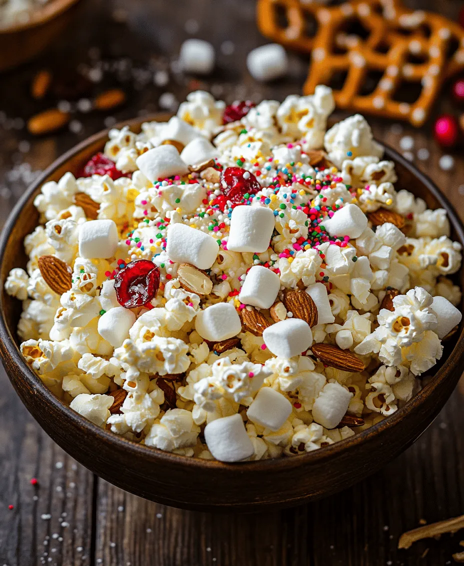 During the winter season, food plays a central role in celebrating traditions and creating memories. Festive snacks, such as the Winter Wonderland White Chocolate Snack Mix, serve as the perfect accompaniment to holiday festivities. They offer a wonderful way to bring together family and friends around the table, fostering connections and sparking joy. The mixture of sweet and salty flavors combined with the crunch of textures creates a sensory experience that delights both young and old.