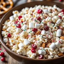 During the winter season, food plays a central role in celebrating traditions and creating memories. Festive snacks, such as the Winter Wonderland White Chocolate Snack Mix, serve as the perfect accompaniment to holiday festivities. They offer a wonderful way to bring together family and friends around the table, fostering connections and sparking joy. The mixture of sweet and salty flavors combined with the crunch of textures creates a sensory experience that delights both young and old.