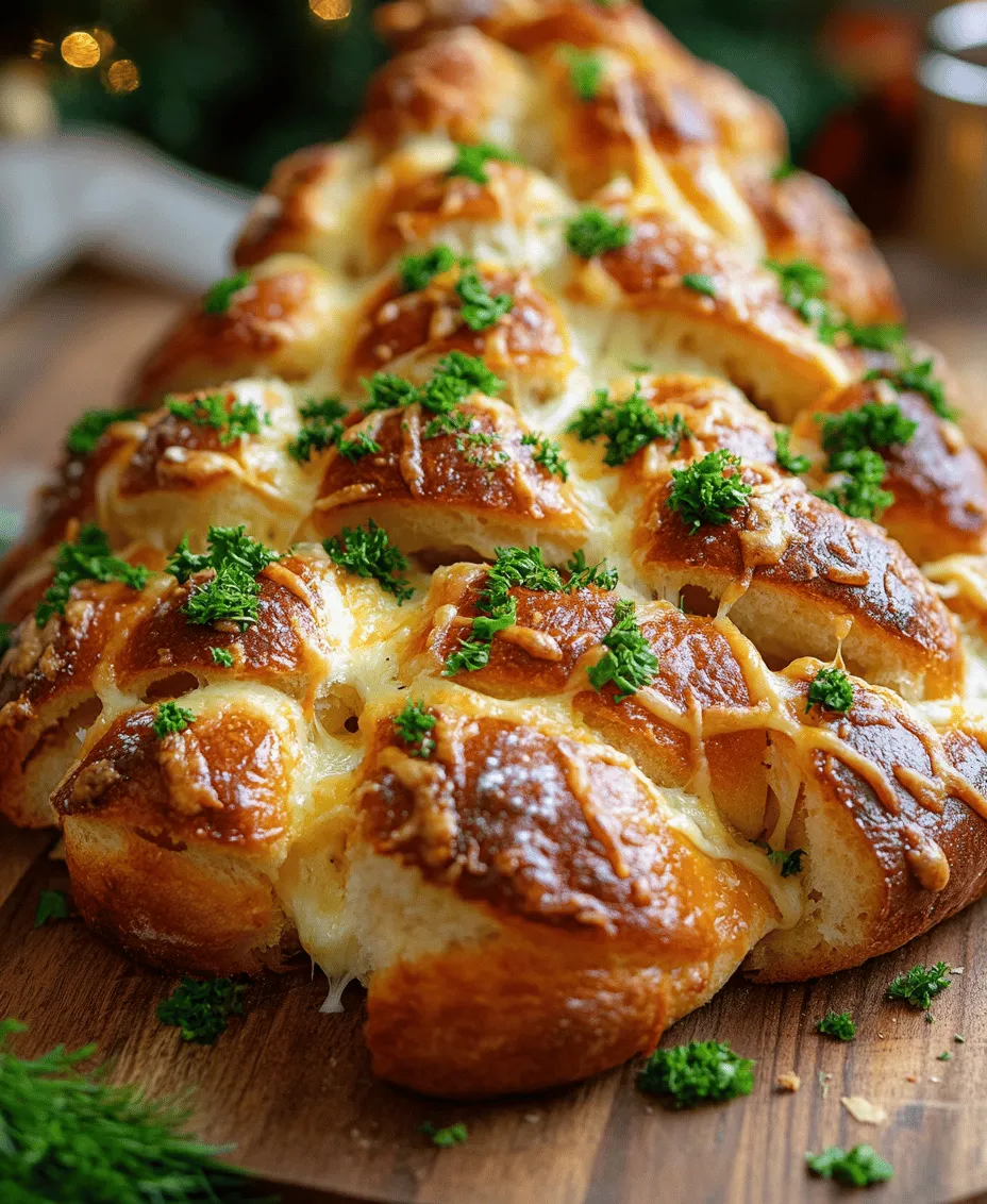 As the festive season approaches, the spirit of joy, togetherness, and culinary delight fills the air. Families gather, friends reunite, and everyone seeks to create cherished memories over delicious meals. One of the most engaging ways to bring people together during these celebrations is through food. Enter the <strong>Cheesy Pull-Apart Christmas Tree Bread</strong>, a delightful and interactive centerpiece that will surely impress your guests and ignite a sense of festive cheer.” /></p>
</p>
<h3>Cheesy Pull-Apart Christmas Tree Bread: Recipe Steps and Tips</h3>
</p>
<p>Creating a Cheesy Pull-Apart Christmas Tree Bread is not just about mixing ingredients; it’s about layering flavors, shaping the dough perfectly, and presenting a festive centerpiece that delights everyone at your holiday gathering. Here’s how to elevate your bread-making experience with additional fillings, tips for shaping, baking instructions, and serving suggestions.</p>
</p>
<h4>Suggestions for Cheese Variations or Additional Fillings</h4>
</p>
<p>One of the most exciting aspects of this Cheesy Pull-Apart Christmas Tree Bread is the variety of fillings you can incorporate. While traditional mozzarella or cheddar create the classic flavor, consider these delicious alternatives:</p>
</p>
<p>– <strong>Spinach and Feta</strong>: A Mediterranean twist that adds a burst of flavor and color.</p>
<p>– <strong>Herbed Cream Cheese</strong>: Infuse your filling with herbs like dill or chives for a fresh taste.</p>
<p>– <strong>Gouda or Gruyère</strong>: These cheeses melt beautifully and offer a rich, nutty flavor.</p>
<p>– <strong>Pesto or Sun-Dried Tomatoes</strong>: For a zesty kick, enhance your cheese with pesto or finely chopped sun-dried tomatoes.</p>
</p>
<p>Layering flavors effectively is key. Start with a base of cheese, then sprinkle your additional fillings between layers. This will create a delightful surprise in every pull-apart piece.</p>
</p>
<h4>Cutting and Shaping the Tree</h4>
</p>
<p>To achieve that iconic Christmas tree shape, begin by rolling out your dough into a large rectangle. Visualizing the triangle cuts is crucial. Imagine the tree’s silhouette:</p>
</p>
<p>1. <strong>Measure and Mark</strong>: Using a knife or pizza cutter, cut the rectangle into a large triangle. The base should be wider, tapering to a point at the top.</p>
<p>2. <strong>Create Branches</strong>: Starting from the bottom of the triangle, make cuts into the dough at intervals to create branches. Each cut should be about 1-2 inches apart, going about two-thirds of the way up towards the top.</p>
</p>
<h4>Tips on Stacking for Optimal Presentation</h4>
</p>
<p>Once your tree is cut, carefully stack the triangles. Alternate the direction of your cuts slightly as you layer them, ensuring the filled sides are facing outwards. This not only enhances the visual appeal but also allows the cheese to ooze out beautifully when baked.</p>
</p>
<h4>Arranging on Baking Sheet</h4>
</p>
<p>When transferring your dough to a baking sheet, use parchment paper to prevent sticking and facilitate easy removal after baking. Carefully lift the shaped dough and place it on the sheet, ensuring it maintains its tree shape. If it flattens a bit, gently reshape it with your hands.</p>
</p>
<h4>Best Practices for Transferring Dough and Maintaining Shape</h4>
</p>
<p>To maintain the shape of your dough during transfer, use a large spatula to slide underneath the base of the tree. This will provide support while moving it to the baking sheet. Be gentle to avoid tearing the dough or losing its form.</p>
</p>
<h4>Creative Ideas for Decoration</h4>
</p>
<p>Once your tree is shaped and arranged, consider adding a touch of holiday spirit by decorating it. Use fresh herbs like rosemary or thyme to create garlands around the tree. You can also add small cherry tomatoes or olives as ornaments to enhance the festive look.</p>
</p>
<h4>Second Rise</h4>
</p>
<p>The second rise is a critical step in the bread-making process. Allowing your dough to rise again after shaping ensures that it has a light and airy texture. During this time, the yeast works on the dough, creating bubbles that will result in a soft crumb.</p>
</p>
<h4>The Science Behind the Second Rise and its Impact on Texture</h4>
</p>
<p>The second rise, also known as proofing, allows the gluten to relax and expand, which is essential for achieving a fluffy texture. This step also enhances the flavor as the yeast ferments the sugars in the dough.</p>
</p>
<h4>Preheating the Oven</h4>
</p>
<p>Preheating your oven is crucial for achieving an even bake. Set your oven to 375°F (190°C) and allow it to reach the desired temperature before placing your bread inside. This ensures that the crust forms quickly, locking in moisture and creating that appealing golden exterior.</p>
</p>
<h4>Egg Wash</h4>
</p>
<p>An egg wash is a mixture of beaten egg and water (or milk) brushed over the surface of the bread before baking. This step serves several purposes:</p>
</p>
<p>– It gives the bread a beautiful golden-brown color.</p>
<p>– It adds a slight glossiness to the crust.</p>
<p>– It helps toppings adhere better, enhancing visual appeal.</p>
</p>
<h4>Baking the Bread</h4>
</p>
<p>Now the moment of truth has arrived. Place your bread in the preheated oven and bake for 20-25 minutes. Keep an eye on the bread as it bakes. Indicators of doneness include a deep golden color and a fragrant aroma wafting through your kitchen.</p>
</p>
<h4>Recommended Baking Times and Temperature</h4>
</p>
<p>For optimal results, 20-25 minutes at 375°F (190°C) should yield a perfectly baked Cheesy Pull-Apart Christmas Tree Bread. If you notice the top browning too quickly, cover it loosely with aluminum foil for the remaining baking time.</p>
</p>
<h3>Serving Suggestions</h3>
</p>
<p>Your Cheesy Pull-Apart Christmas Tree Bread is not only a feast for the eyes but also a delightful treat for the palate. Here are some creative serving suggestions:</p>
</p>
<p>– <strong>Dips and Spreads</strong>: Pair your bread with a variety of dips, such as marinara sauce, garlic butter, or a creamy spinach dip. This adds an interactive element to your appetizer spread.</p>
<p>– <strong>Presentation Ideas</strong>: Consider placing the bread on a festive platter surrounded by fresh herbs or seasonal fruits for a striking display. You can even create a small “star” using a cookie cutter from dough scraps to place atop the tree.</p>
</p>
<h3>Nutritional Information</h3>
</p>
<p>Understanding the nutritional aspects of your Cheesy Pull-Apart Christmas Tree Bread can help you make informed choices. Each serving provides a satisfying combination of carbohydrates and protein from the bread and cheese.</p>
</p>
<h4>Overview of Nutritional Aspects per Serving</h4>
</p>
<p>On average, a serving (one pull-apart piece) contains approximately:</p>
</p>
<p>– <strong>Calories</strong>: 200-250</p>
<p>– <strong>Protein</strong>: 8-10g</p>
<p>– <strong>Fat</strong>: 8-12g</p>
<p>– <strong>Carbohydrates</strong>: 28-32g</p>
</p>
<h4>Discussion on Making Healthier Choices Without Compromising Flavor</h4>
</p>
<p>For a healthier version, consider using whole wheat flour or a blend of flours, reduced-fat cheese, or incorporating vegetables like spinach or mushrooms into the filling. These substitutions can add nutrients while keeping the flavor rich and satisfying.</p>
</p>
<h3>Conclusion</h3>
</p>
<p>Making and sharing Cheesy Pull-Apart Christmas Tree Bread is not just about food; it’s about creating cherished memories with loved ones during the holiday season. The joy of pulling apart warm, cheesy pieces brings families together, fostering a sense of togetherness and celebration.</p>
</p>
<p>We encourage you to try this festive recipe and make it your own. Whether you choose to stick to the classic fillings or venture into creative variations, the key is to personalize it for your family traditions. As you gather around the table, enjoy the aromatic experience of freshly baked bread and the warmth of the holidays. Remember, the best memories are often made around a shared meal, and this Cheesy Pull-Apart Christmas Tree Bread can be the star of your festive table. Enjoy the process, have fun, and create lasting memories this holiday season.</p>
</div>