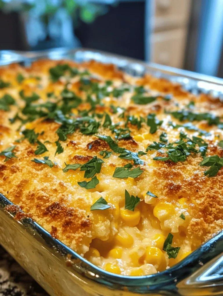 In the realm of comfort food, few dishes capture the essence of warmth and satisfaction quite like the Classic Swiss Corn Bake. This delightful casserole showcases the perfect harmony between sweet, succulent corn and the rich, creamy notes of Swiss cheese, creating a dish that is not only indulgent but also versatile enough to suit various dining occasions. Whether you are planning a cozy family dinner, a festive holiday gathering, or simply seeking a vegetarian main course, this corn bake stands out as a crowd-pleaser that can be enjoyed by all.