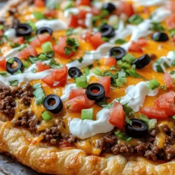 The star of the show is, of course, the crescent roll dough. This pre-packaged dough is a game changer, allowing you to create a crispy and flaky crust without the hassle of traditional pizza dough preparation. When baked, the crescent roll dough puffs up and forms a delightful golden crust that serves as the ideal base for your taco toppings.