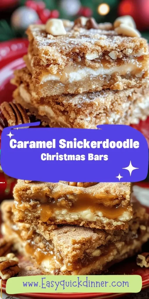 Sweeten your holiday celebrations with these Caramel Snickerdoodle Christmas Bars, a delightful 30-minute dessert that combines the classic flavors of snickerdoodle cookies and rich caramel. Perfect for sharing at festive gatherings or cozy nights in, this treat is a must-try for anyone looking for creative sweet treat ideas this season. Each bite is a warm hug of cinnamon and sweetness! DessertIdeas SweetTreats HolidayBaking 30MinuteDessert CaramelSnickerdoodle Afterka BakingJoy