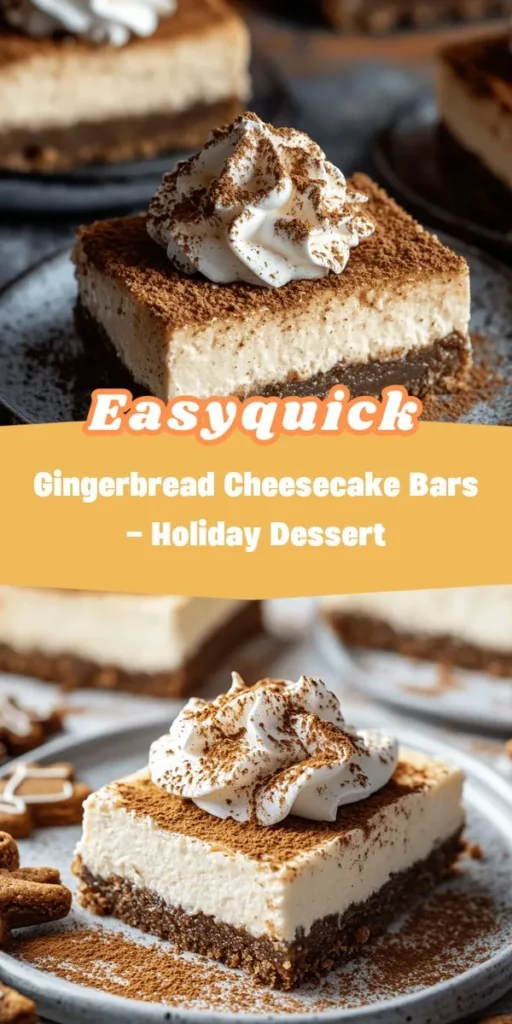 This simple pie recipe brings together the warm, spiced flavors of gingerbread and the creamy indulgence of cheesecake, making it a family-friendly dessert that everyone will love. Perfect for holiday gatherings, these bars are a delightful treat that combines nostalgia and sweetness in each bite. Enjoy this festive twist on a classic with your loved ones and make lasting memories at the table this season. GingerbreadCheesecake FamilyFriendlyDessert HolidayBaking DessertRecipe FestiveFlavors Afterka BakingWithKids