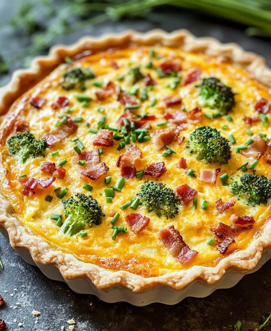 Quiche is a dish that has transcended borders, celebrated for its versatility and beloved across various cuisines. Originating from France, this savory pastry has become a staple in many households, perfect for any meal of the day. Whether enjoyed at breakfast, brunch, or dinner, quiche offers a delightful combination of flavors and textures that can satisfy any palate. Today, we’re diving into a particularly scrumptious variation: Bacon Broccoli Cheddar Quiche. This recipe highlights a delicious medley of crispy bacon, nutritious broccoli, and rich cheddar cheese, making it not only a flavorful choice but also a nourishing one.