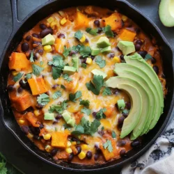Explore the rich and comforting flavors of our Butternut Squash & Black Bean Enchilada Skillet. This delightful dish combines the earthy sweetness of butternut squash with nutritious black beans and vibrant spices, making it a perfect one-skillet meal for any occasion. Ideal for busy weeknights or casual gatherings, this recipe is not only easy to prepare but also packed with wholesome ingredients. Dive into this culinary adventure and discover how to create a satisfying and delicious meal that the whole family will love.