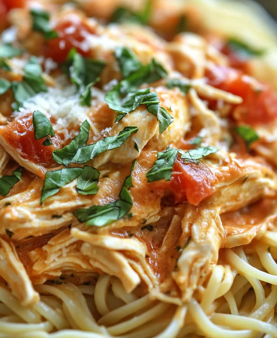 In the realm of home cooking, few methods are as comforting and convenient as the slow cooker. This beloved kitchen appliance offers an incredibly easy way to prepare meals that are rich in flavor and nutrients, allowing busy individuals and families to enjoy hearty dishes without spending hours in the kitchen. One standout recipe that perfectly encapsulates the charm of slow cooking is <strong>Slow Cooker Creamy Tomato Basil Chicken</strong>. This dish has garnered a reputation as a family favorite, thanks to its delightful combination of flavors and ease of preparation.” /></p>
</p>
<h3>Cooking Techniques and Tips</h3>
</p>
<p>When it comes to creating the perfect Slow Cooker Creamy Tomato Basil Chicken, mastering a few cooking techniques can elevate your dish to new heights. One of the key steps is shredding the chicken, which not only enhances the texture but also allows the chicken to absorb the creamy tomato sauce beautifully.</p>
</p>
<h4>Shredding Chicken: Techniques for Perfect Texture</h4>
</p>
<p>To achieve perfectly shredded chicken, it’s essential to start with the right cooking time and temperature. After cooking the chicken in the slow cooker for 4 to 6 hours on low heat or 2 to 3 hours on high heat, the chicken should be tender enough to shred effortlessly. Once it is cooked through, use two forks to pull apart the chicken into bite-sized pieces. Alternatively, you can use a hand mixer on low speed to shred larger quantities more quickly. Just be cautious not to overdo it, as you want to maintain some texture rather than turning the chicken into mush.</p>
</p>
<h4>Adjusting Sauce Thickness: How to Achieve the Desired Consistency</h4>
</p>
<p>The sauce for your Slow Cooker Creamy Tomato Basil Chicken should be luscious and rich, but occasionally, it may need adjustments in thickness. If you find the sauce too thin, you can address this in a couple of ways. First, remove the lid of the slow cooker during the last 30 minutes of cooking to allow some moisture to evaporate. Alternatively, you can create a slurry using cornstarch and water; mix one tablespoon of cornstarch with two tablespoons of cold water, then stir this into the sauce and cook for an additional 15 minutes until thickened.</p>
</p>
<p>Conversely, if the sauce is too thick, add a splash of chicken broth or water to loosen it up. Always taste and adjust the seasoning after making changes to ensure the flavors remain balanced.</p>
</p>
<h4>Tips for Seasoning: How to Taste and Adjust Flavors</h4>
</p>
<p>Seasoning is a crucial element in any dish, and it’s especially important in a slow-cooked recipe where flavors develop over time. As the dish simmers, periodically taste the sauce and consider adding more salt, pepper, or herbs to enhance the flavor. A splash of balsamic vinegar or a pinch of red pepper flakes can also provide depth and a hint of brightness to the dish. If you prefer a more pronounced basil flavor, consider stirring in additional fresh basil right before serving for a fresh, vibrant finish.</p>
</p>
<h3>Serving Suggestions</h3>
</p>
<p>Your Slow Cooker Creamy Tomato Basil Chicken is a versatile dish that pairs well with various sides, allowing you to create a complete, satisfying meal.</p>
</p>
<h4>Ideas for Side Dishes</h4>
</p>
<p>Consider serving this delicious chicken over a bed of pasta, such as fettuccine or penne, to soak up the creamy sauce. Alternatively, fluffy white or brown rice is another excellent option that will absorb the flavors beautifully. Quinoa can also be a nutritious alternative that adds a nutty flavor. For a low-carb option, serve the chicken over zoodles (zucchini noodles) or cauliflower rice for a lighter meal.</p>
</p>
<h4>Presentation Tips</h4>
</p>
<p>A beautiful presentation can enhance the dining experience. When serving, ladle the chicken and sauce over your chosen base, and then garnish with freshly chopped basil leaves and a sprinkle of grated Parmesan cheese. This not only adds visual appeal but also enhances the flavor profile. A drizzle of extra virgin olive oil can add a touch of richness and shine to the dish.</p>
</p>
<h4>Suggestions for Meal Pairing</h4>
</p>
<p>To create a well-rounded dinner, consider pairing your creamy tomato basil chicken with a light salad, such as a mixed greens salad dressed with lemon vinaigrette. A side of crusty garlic bread or warm focaccia can also complement the meal perfectly, providing an additional layer of flavor and texture.</p>
</p>
<h3>Nutritional Information</h3>
</p>
<p>Understanding the nutritional value of your meal can help you make informed choices while enjoying delicious food.</p>
</p>
<h4>Breakdown of Nutrients per Serving</h4>
</p>
<p>Each serving of Slow Cooker Creamy Tomato Basil Chicken contains approximately:</p>
</p>
<p>– <strong>Calories</strong>: 350-400</p>
<p>– <strong>Fats</strong>: 20g (saturated fat depending on the cream used)</p>
<p>– <strong>Proteins</strong>: 30g</p>
<p>– <strong>Carbohydrates</strong>: 5-10g (more if served over pasta or rice)</p>
</p>
<p>These numbers can vary based on the ingredients and portion sizes used.</p>
</p>
<h4>Modifications for Dietary Preferences</h4>
</p>
<p>This recipe is highly adaptable to fit various dietary needs. For gluten-free options, simply use gluten-free pasta or rice. To make it dairy-free, substitute the heavy cream with coconut milk or a plant-based cream alternative. You can also use nutritional yeast to add a cheesy flavor without dairy.</p>
</p>
<h4>Health Benefits of Tomatoes and Basil</h4>
</p>
<p>Tomatoes are a fantastic source of vitamins C and K, potassium, and folate. They also contain lycopene, an antioxidant linked to numerous health benefits, including heart health and cancer prevention. Basil, on the other hand, is rich in antioxidants and has anti-inflammatory properties. Using fresh basil not only enhances the flavor but also contributes to the overall health benefits of your dish.</p>
</p>
<h3>Storage and Reheating Instructions</h3>
</p>
<p>If you find yourself with leftovers after enjoying your Slow Cooker Creamy Tomato Basil Chicken, proper storage is key to maintaining flavor and safety.</p>
</p>
<h4>Best Practices for Storing Leftovers</h4>
</p>
<p>Allow the dish to cool completely before transferring it to airtight containers. Glass containers are ideal for storing leftovers, as they do not retain odors and are safe for reheating. If you plan to store the dish for more than a few days, consider portioning it into smaller containers for easy access.</p>
</p>
<h4>Reheating Methods</h4>
</p>
<p>To reheat, you have a couple of options. The microwave is quick and convenient; just heat the chicken in short intervals, stirring in between to ensure even warming. However, for the best flavor and texture, reheating on the stovetop is recommended. Simply place the chicken and sauce in a saucepan over medium heat, adding a splash of chicken broth if needed, and stir until warmed through.</p>
</p>
<h4>Storage Duration</h4>
</p>
<p>Leftovers can be kept in the refrigerator for up to 3 to 4 days. If you want to extend their shelf life, you can freeze the chicken for up to 3 months. Just be sure to label the containers with the date so you can keep track of freshness.</p>
</p>
<h3>Conclusion</h3>
</p>
<p>In summary, Slow Cooker Creamy Tomato Basil Chicken is not only a delicious dish but also incredibly easy to prepare. The slow cooker does the heavy lifting, allowing you to enjoy a rich, comforting meal with minimal effort. Perfect for family gatherings or busy weeknights, this dish brings warmth and flavor to your table.</p>
</p>
<p>Feel free to explore various variations and personalize the recipe to suit your taste preferences or dietary requirements. With its creamy tomato sauce and aromatic basil, this dish is bound to become a favorite in your household. Try it out, and savor the delightful blend of flavors that make this slow cooker recipe a must-have in your culinary repertoire.</p>
</div>