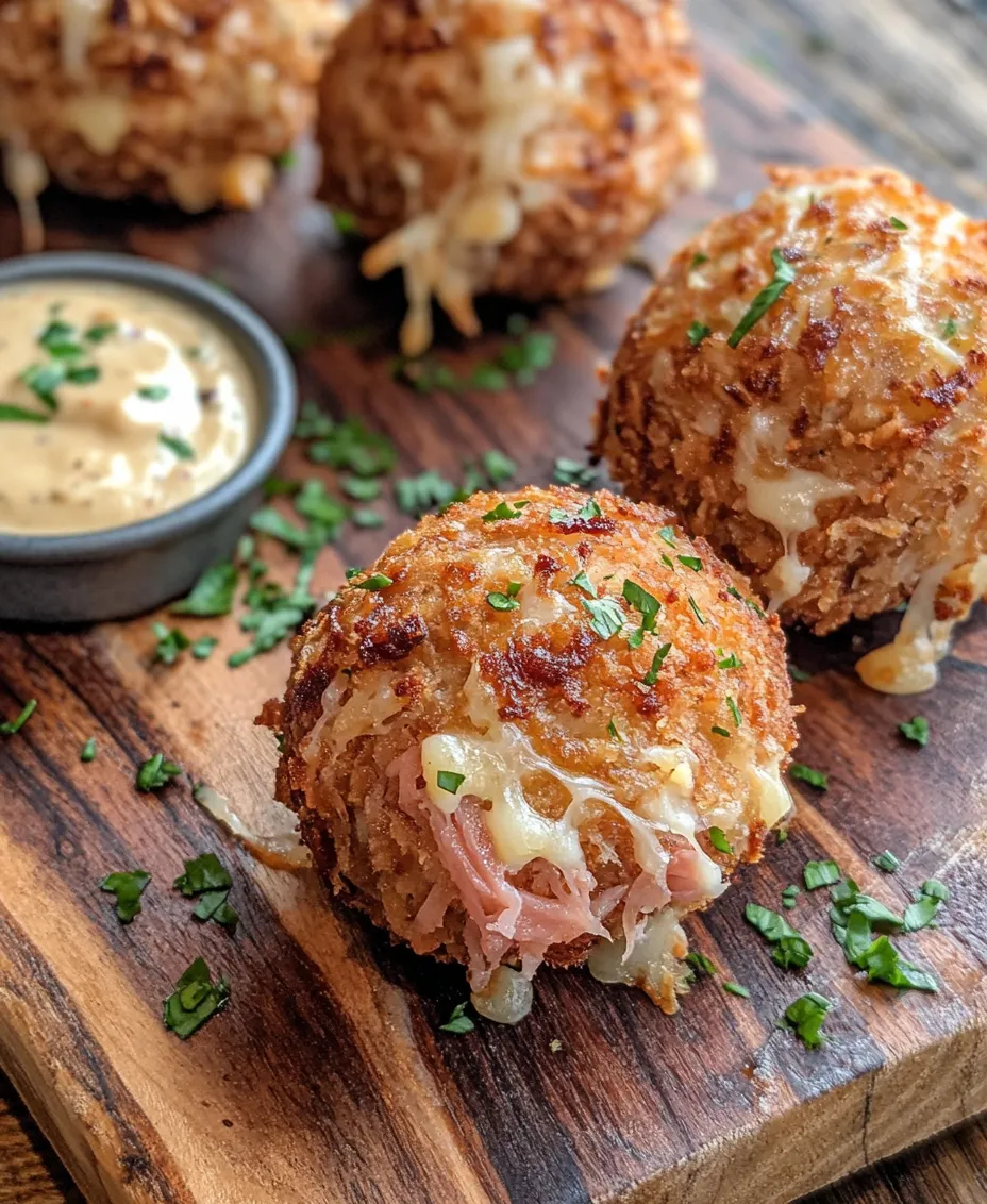 The Savory Reuben Balls Delight encapsulates the rich flavors of the classic Reuben sandwich in a bite-sized snack that's perfect for any occasion. Whether you're hosting a party, enjoying a family gathering, or simply craving something delicious, these crispy, cheesy, and savory balls are sure to be a crowd-pleaser. This delightful recipe transforms the iconic flavors of corned beef, sauerkraut, Swiss cheese, and the signature tang of Russian dressing into a mouthwatering treat that will leave your guests asking for seconds.