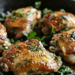 Imagine a plate filled with succulent chicken thighs, perfectly seared to a golden brown, sitting atop a bed of vibrant spinach, all glistening with a rich garlic butter sauce. The visual appeal of this dish is matched only by its aromatic qualities; the heady scent of garlic and herbs wafts from the pan, creating an irresistible invitation to gather around the table.