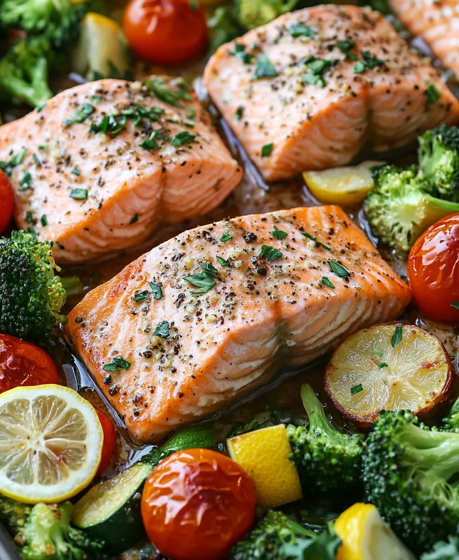 If you're looking for a delicious and effortless dinner option, look no further than Sheet Pan Garlic Butter Salmon and Veggies. This dish beautifully combines flaky salmon with a medley of vibrant vegetables, all enveloped in a rich garlic butter sauce that elevates the flavors to new heights. Not only is this recipe a feast for the eyes, but it is also a delight for the palate, making it a perfect choice for both busy weeknights and special occasions.
