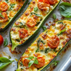 Stuffed zucchini boats are a delightful culinary invention that combines health and flavor in one vibrant dish. This versatile recipe is perfect for a variety of dietary preferences, including vegetarian and gluten-free diets, making it an excellent choice for family meals, dinner parties, or casual summer gatherings. The concept of stuffing zucchini, a summer squash that is mild in flavor, allows for creativity in the kitchen, enabling cooks to customize their fillings based on available ingredients or personal tastes.