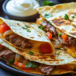 Quesadillas are a beloved staple in Mexican cuisine, known for their versatility and mouthwatering flavors. These delectable treats feature a crispy tortilla filled with a melty blend of cheese and a variety of fillings, making them perfect for any occasion—whether it's a casual weeknight dinner, a lively gathering with friends, or a convenient meal prep option for busy weekdays. The beauty of quesadillas lies not only in their simplicity but also in their ability to adapt to a wide range of tastes and preferences.