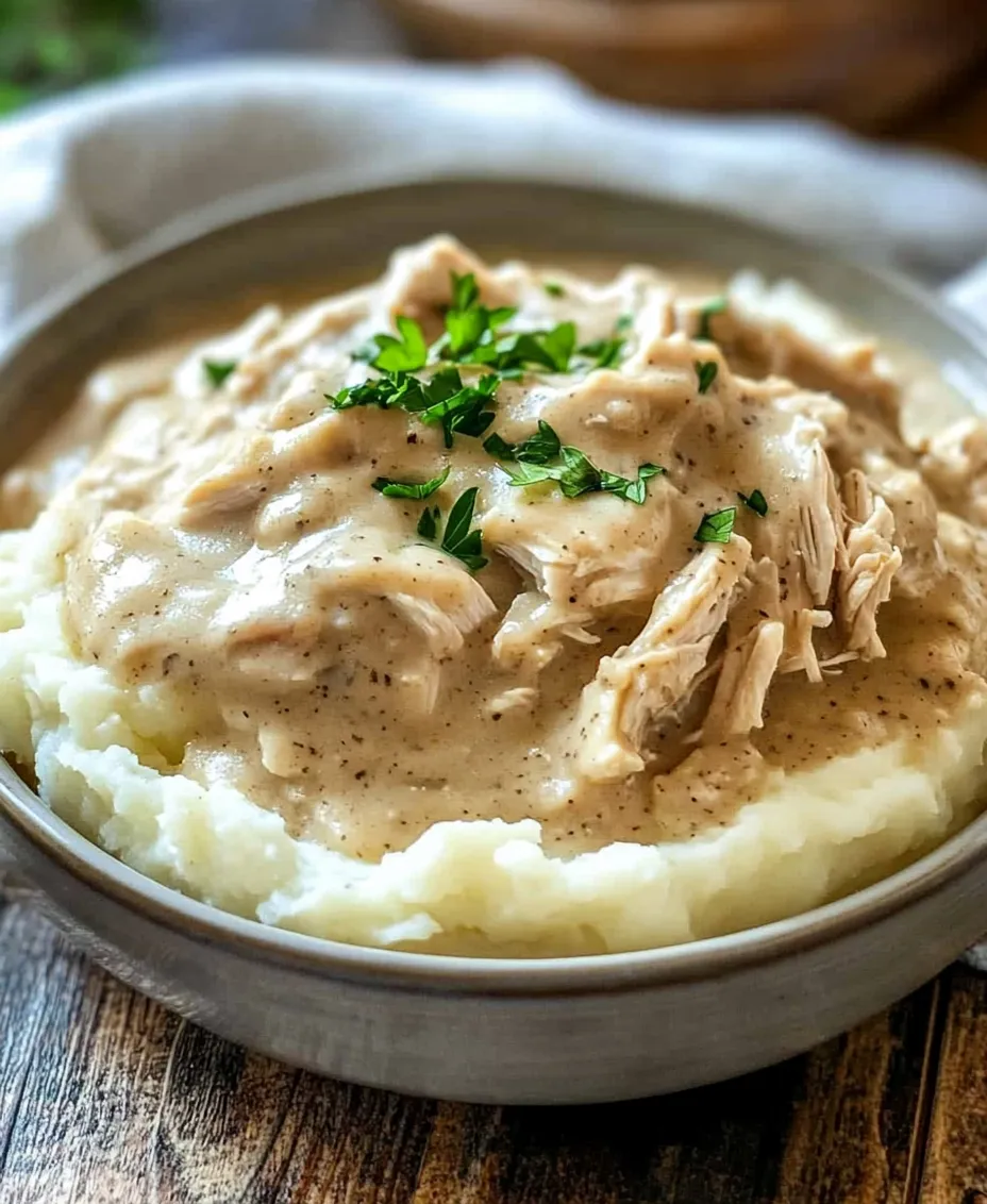 In the world of comfort food, few dishes can rival the heartwarming appeal of a savory chicken and gravy meal. The aroma of tender chicken simmering in a rich, creamy gravy evokes a sense of nostalgia and warmth, making it a favorite for families and home cooks alike. This <strong>Crockpot Comfort: Chicken & Gravy Delight</strong> not only promises a delectable taste but also offers the convenience of slow cooking, allowing the flavors to meld beautifully while you go about your day. Perfect for busy families or anyone looking to simplify their cooking routine, this recipe is designed for ease and satisfaction.” /></p>
</p>
<h3>Cooking Time and Temperature</h3>
</p>
<p>When it comes to preparing the ultimate Crockpot Comfort: Chicken & Gravy Delight, timing and temperature play critical roles in ensuring the chicken reaches perfect tenderness, allowing the flavors to meld beautifully. For optimal results, you can choose between cooking your dish on the low or high settings of your crockpot.</p>
</p>
<p><strong>Low Setting:</strong> Cooking on low typically takes about 6 to 8 hours. This slower approach is ideal for infusing the chicken with rich flavors from the gravy while ensuring it becomes incredibly tender. The low heat allows the collagen in the chicken to break down gradually, resulting in moist and juicy meat.</p>
</p>
<p><strong>High Setting:</strong> If time is of the essence, cooking on high will take approximately 3 to 4 hours. While this method is quicker, it’s essential to monitor the chicken closely to avoid overcooking. You’ll know the chicken is perfectly cooked when it reaches an internal temperature of 165°F (75°C) and the meat easily pulls apart with a fork.</p>
</p>
<p>To ensure the best results, use a meat thermometer to check the temperature of the chicken before serving. The juices should run clear, and the meat should be tender enough to shred easily.</p>
</p>
<h3>Finishing Touches</h3>
</p>
<h4>Shredding the Chicken</h4>
</p>
<p>Once your chicken is cooked to perfection, it’s time to shred it and incorporate it into the gravy. Follow these easy steps to achieve the best results:</p>
</p>
<p>1. <strong>Remove the Chicken:</strong> Using tongs, carefully take the chicken pieces out of the crockpot and place them on a large cutting board or plate. Allow them to cool for a few minutes to make handling easier.</p>
</p>
<p>2. <strong>Shred with Forks:</strong> Take two forks and gently pull the chicken apart. Start at one end and work your way through each piece, shredding it into bite-sized strands. This technique not only breaks down the meat but also helps mix it thoroughly with the gravy in the crockpot.</p>
</p>
<p>3. <strong>Return to Gravy:</strong> Once shredded, return the chicken to the crockpot, stirring it into the gravy. This step ensures every piece of chicken is coated with the rich, savory sauce, enhancing the overall flavor of the dish.</p>
</p>
<h4>Adjusting the Gravy Consistency</h4>
</p>
<p>Gravy consistency can greatly affect the final presentation and enjoyment of your meal. Here are some tips to achieve the perfect thickness:</p>
</p>
<p>1. <strong>Thickening the Gravy:</strong> If you find the gravy too thin, you can create a slurry by mixing equal parts cornstarch or flour with cold water. Stir this mixture into the gravy and allow it to cook on the high setting for an additional 15-30 minutes, until thickened.</p>
</p>
<p>2. <strong>Thinning the Gravy:</strong> Conversely, if your gravy is too thick, simply add additional chicken broth or water, a little at a time, until you reach your desired consistency. Stir well to incorporate the liquid and let it cook for another few minutes to warm through.</p>
</p>
<h3>Serving Suggestions</h3>
</p>
<h4>Ideal Pairings for the Dish</h4>
</p>
<p>Crockpot Comfort: Chicken & Gravy Delight pairs wonderfully with several classic sides, making it a versatile dish for any meal. Here are some of the best options:</p>
</p>
<p>– <strong>Rice:</strong> Fluffy white or brown rice absorbs the savory gravy beautifully, making for a satisfying and hearty meal. The rice serves as a neutral base that balances the rich flavors of the chicken and gravy.</p>
</p>
<p>– <strong>Mashed Potatoes:</strong> Creamy mashed potatoes are another excellent choice. Their buttery texture complements the chicken, creating a comforting dish that feels home-cooked. The gravy poured over the mashed potatoes creates a deliciously satisfying experience.</p>
</p>
<p>– <strong>Biscuits:</strong> For a Southern twist, serve the chicken and gravy with warm, flaky biscuits. The biscuits can be split open and topped with the chicken and gravy for a delightful combination of flavors and textures.</p>
</p>
<h4>Garnishing for Presentation</h4>
</p>
<p>Presentation is key to an inviting meal. A simple garnish can elevate your dish and make it visually appealing. Here’s how to enhance your Chicken & Gravy Delight:</p>
</p>
<p>– <strong>Fresh Parsley:</strong> A sprinkle of freshly chopped parsley adds a pop of vibrant green color that brightens the dish. Not only does it enhance the visual appeal, but it also provides a hint of freshness that balances the richness of the gravy.</p>
</p>
<p>– <strong>Black Pepper:</strong> A light dusting of freshly cracked black pepper on top can add a subtle kick and enhance the overall flavor profile.</p>
</p>
<p>– <strong>Serve in Attractive Dishware:</strong> Consider serving your dish in a beautiful bowl or casserole dish. A well-presented meal enhances the dining experience, making it feel special and inviting.</p>
</p>
<h3>Nutritional Information</h3>
</p>
<h4>Caloric Breakdown</h4>
</p>
<p>Understanding the nutritional content of your meal is important, especially if you’re watching your dietary intake. Here’s a brief overview of the estimated nutritional breakdown per serving of Crockpot Comfort: Chicken & Gravy Delight:</p>
</p>
<p>– <strong>Calories:</strong> Approximately 350-400 calories</p>
<p>– <strong>Protein:</strong> Around 30 grams of protein</p>
<p>– <strong>Carbohydrates:</strong> About 20 grams (depending on serving size of rice or potatoes)</p>
<p>– <strong>Fat:</strong> Roughly 15 grams</p>
</p>
<p>These values can vary based on the specific ingredients used and the sides served alongside the dish.</p>
</p>
<h4>Health Considerations</h4>
</p>
<p>While this recipe is comforting and satisfying, there are ways to make it healthier without sacrificing flavor. Here are a few suggestions:</p>
</p>
<p>– <strong>Lean Chicken:</strong> Opt for skinless chicken breasts instead of thighs to reduce fat content. Skinless chicken is lower in calories and saturated fat while still providing ample protein.</p>
</p>
<p>– <strong>Whole Grain Options:</strong> Serve with brown rice or whole-grain mashed potatoes for added fiber and nutrients. Whole grains can help regulate blood sugar levels and improve digestive health.</p>
</p>
<p>– <strong>Low-Sodium Broth:</strong> Use low-sodium chicken broth to control the amount of sodium in the dish. This can be especially beneficial for those monitoring their salt intake.</p>
</p>
<p>– <strong>Add Vegetables:</strong> Consider adding vegetables like carrots, peas, or green beans directly into the crockpot during cooking. This not only boosts the nutritional value but also adds color and texture.</p>
</p>
<h3>Conclusion: The Comfort of Home Cooking</h3>
</p>
<p>Crockpot Comfort: Chicken & Gravy Delight embodies the essence of home cooking—simple, hearty, and satisfying. This dish not only brings families together around the dinner table but also allows for a hassle-free meal that can be prepared with minimal effort.</p>
</p>
<p>As you savor the rich flavors and comforting textures, you’ll appreciate how this recipe showcases the beauty of home-cooked meals made easy. Whether it’s a busy weeknight or a cozy Sunday dinner, this chicken and gravy dish is sure to become a beloved staple in your recipe repertoire. Enjoy the warmth and comfort it brings to your home, and share it with loved ones for a truly delightful dining experience.</p>
</div>