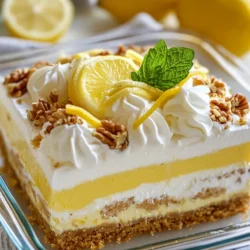 If you’re searching for a dessert that captures the essence of freshness and brightness, look no further than the Zesty 4-Layer Lemon Delight. This delightful dessert is a celebration of lemon in its many forms, combining tangy, sweet, and creamy elements into a layered masterpiece. Its refreshing flavor profile makes it an ideal treat for warm weather gatherings, family celebrations, or simply as a palate cleanser after a hearty meal.