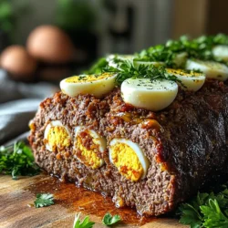 Romanian Egg Stuffed Meatloaf is a dish that embodies the essence of home-cooked comfort food. This delightful recipe marries the savory flavors of seasoned ground meat with the heartiness of hard-boiled eggs, encased in a beautifully formed loaf that is as visually appealing as it is delicious. It’s a dish that not only serves as a satisfying meal but also acts as a centerpiece at gatherings, showcasing the rich culinary traditions of Romania.