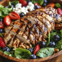 As the sun shines and the temperatures rise, summer brings with it a delightful opportunity to enjoy light, refreshing meals that celebrate the season's vibrant produce. Among the myriad of options, one dish stands out for its stunning combination of colors, flavors, and textures—the Grilled Berry Feta Chicken Salad. This salad is more than just a feast for the eyes; it's a wholesome meal that harmoniously blends the sweetness of fresh berries, the savory notes of grilled chicken, and the creamy tang of feta cheese.