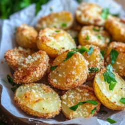 Step into the delightful world of crispy Parmesan crusted baby potatoes, a dish that promises to tantalize your taste buds and elevate your culinary repertoire. Whether you’re looking for a snack, a side dish to accompany your main course, or even a stand-alone vegetarian delight, these baby potatoes have got you covered. Their charm lies not only in their versatility but also in the delightful contrast of textures: a golden, crispy exterior that gives way to a tender, fluffy interior. This combination creates an irresistible bite that is sure to make them a crowd favorite at any gathering or family dinner.
