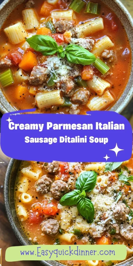 Looking for family-friendly lunch ideas that are both healthy and delicious? This Creamy Parmesan Italian Sausage Ditalini Soup is a perfect fit, blending savory sausage with vibrant vegetables in a rich, creamy broth. Its an easy dish to whip up and sure to please every palate at the table, making lunchtime a delightful experience for the whole family. HealthyLunchIdeas FamilyFriendlyLunch SoupLovers ComfortFood Afterka RecipeIdeas DitaliniSoup