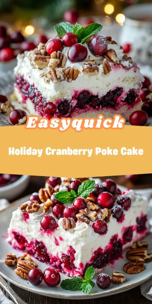 Looking for sweet treat ideas this holiday season? Try this simple pie recipe that combines tart cranberries with a moist vanilla cake for a delightful twist. Perfect for festive gatherings, the Holiday Cranberry Poke Cake is sure to impress your guests and bring joy to your celebrations! HolidayDesserts SweetTreatIdeas PokeCake CranberryRecipe FestiveBaking SimplePieRecipe afterka