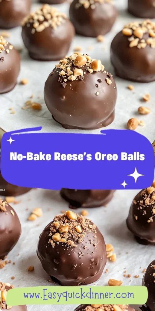 Looking for homemade dessert ideas that are both quick and delicious? These No-Bake Reese’s Oreo Balls combine rich peanut butter, creamy cream cheese, and crunchy Oreos for a treat thats simply irresistible. Perfect for any occasion, these easy cake recipes will have everyone coming back for seconds! HomemadeDesserts EasyCakeRecipes NoBakeTreats ReesesOreoBalls SweetTreats DessertLovers Afterka