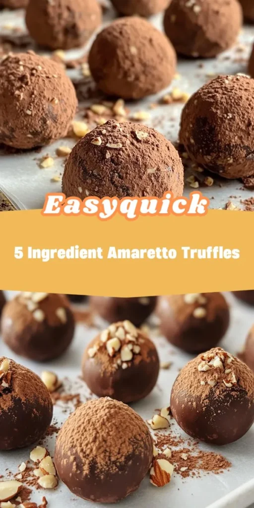 Looking for quick and tasty sweet treat ideas? These 5 Ingredient Amaretto Truffles are the perfect solution, taking just 30 minutes to create an elegant dessert that will impress everyone. With a delightful blend of dark chocolate and amaretto, these truffles are sure to satisfy your sweet cravings. Check out afterka for more delicious recipes! DessertIdeas SweetTreats AmarettoTruffles QuickDesserts HealthyIndulgence HomeBaking 30MinuteDessert