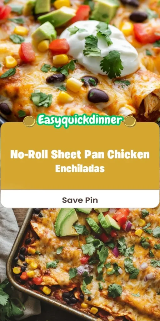 Transform your family-friendly lunch with this one-pan No-Roll Sheet Pan Chicken Enchiladas recipe. It offers a delightful blend of shredded chicken, beans, and spices, all baked to perfection for a hearty meal that requires minimal cleanup. Perfect for busy weeknights, this dish is sure to please everyone at the table! FamilyFriendlyLunch OnePanLunchRecipe SheetPanMeals EasyDinner ChickenEnchiladas QuickMeals Afterka