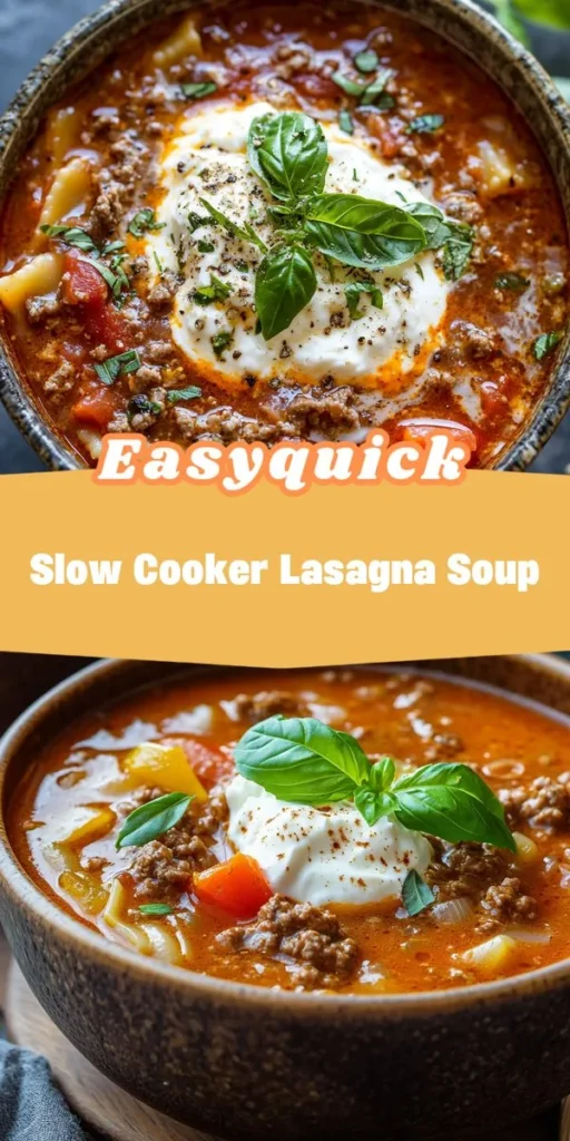 Looking for easy lunch recipes that require minimal effort? This Hearty Slow Cooker Lasagna Soup is perfect for quick meal prep, offering a delicious way to enjoy lasagna flavors without the hassle. Simply layer your ingredients in the slow cooker and let the magic happen! EasyLunchRecipes QuickMealPrep HealthyEating ComfortFood SlowCooker Afterka FamilyMeals