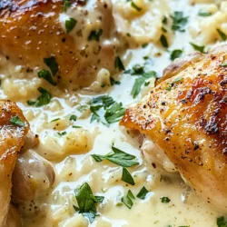 When it comes to comfort food, few dishes can rival the creamy, rich flavors of Creamy Garlic Parmesan Chicken and Rice. This delectable dish is a beautiful fusion of tender chicken thighs, fluffy rice, and a velvety garlic Parmesan sauce that creates a symphony of flavors and textures in every bite. The allure of this recipe lies not only in its delicious taste but also in its simplicity and versatility, making it perfect for family dinners or cozy nights in. Whether you’re looking to impress guests or simply satisfy your family’s cravings, this dish promises to deliver a warm, comforting experience that will leave everyone asking for seconds.