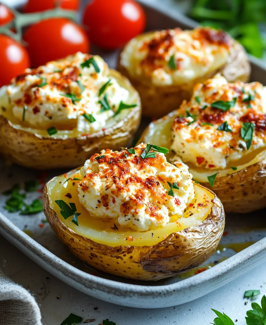 At the heart of this recipe are Yukon Gold potatoes, renowned for their creamy texture and buttery flavor. Unlike other potato varieties, Yukon Golds have a smooth, thin skin that doesn’t require peeling, allowing the nutrients and flavor to remain intact. Their golden flesh not only looks inviting but also has a remarkable ability to hold up well during cooking, making them ideal for baking. When baked, they become fluffy on the inside while maintaining a slight crispiness on the outside, creating a delightful contrast that pairs perfectly with the creamy feta.